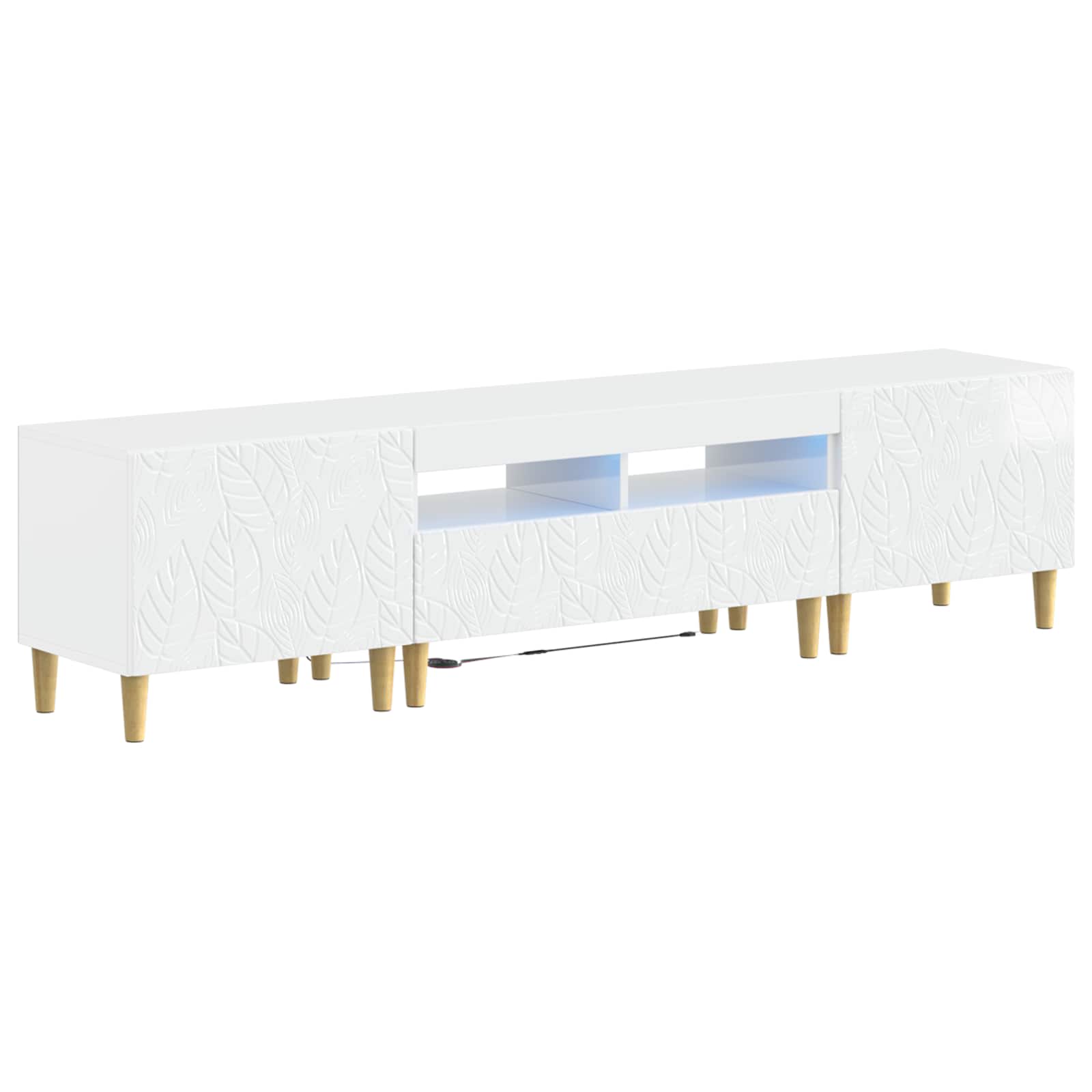 Meuble TV LED 5 pièces Blanc brillant Bois d'ingénierie