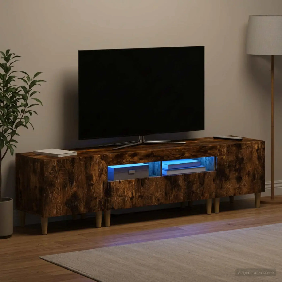Ensemble de 3 Meubles TV LED DELFT Chêne fumé Bois d’ingénierie - XIOS