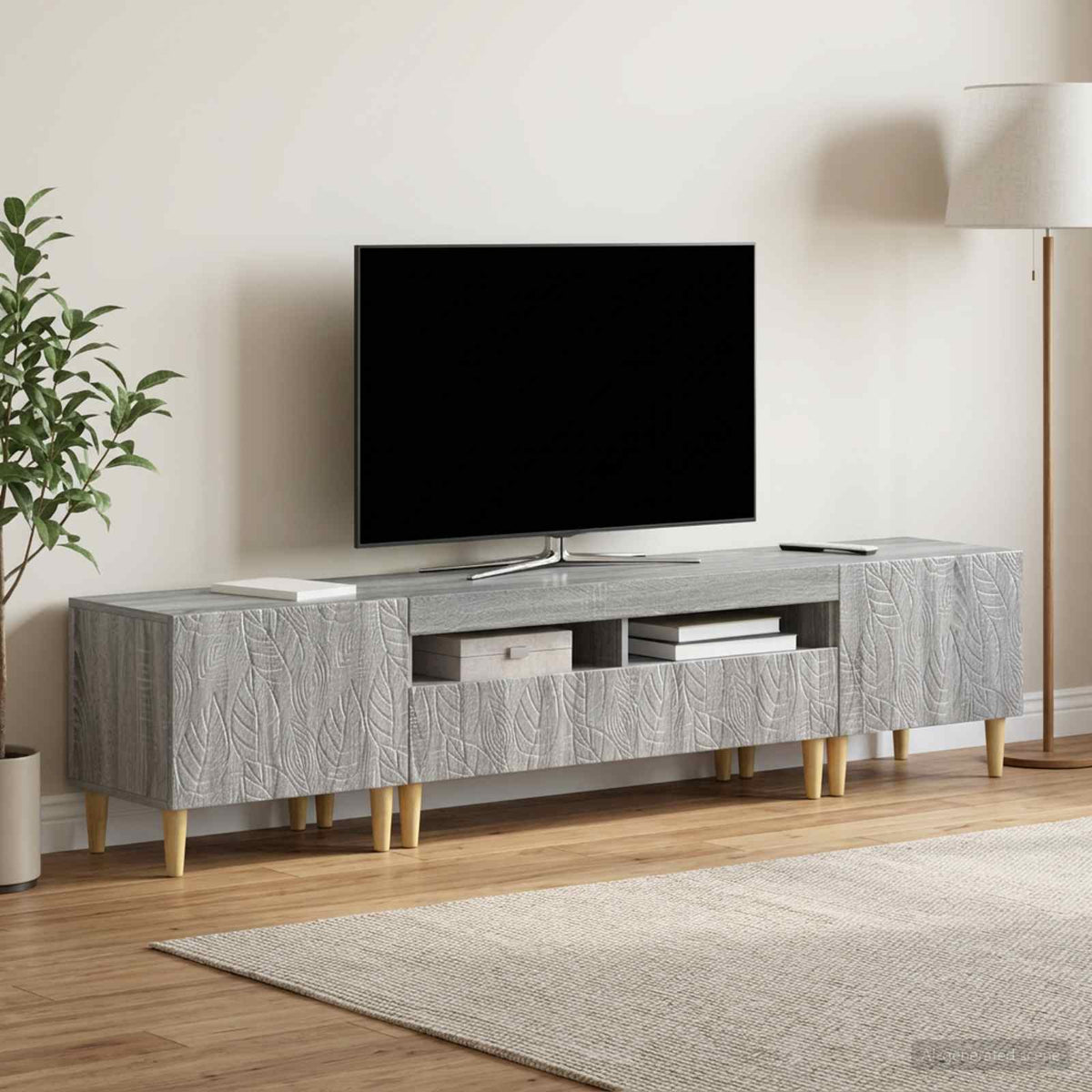 Ensemble de 3 Meubles TV LED DELFT Sonoma gris