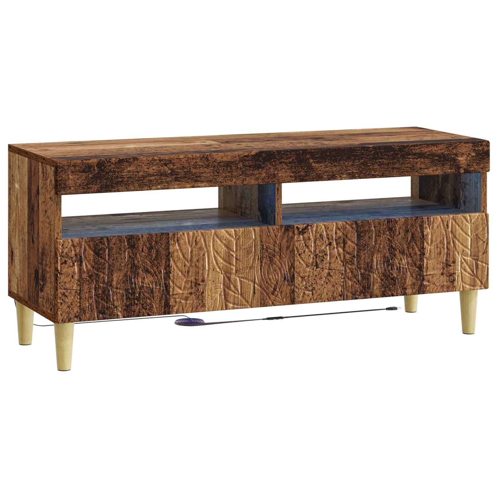 Meuble TV LED 5 pièces Bois ancien Bois d'ingénierie