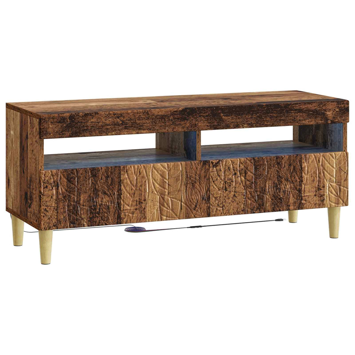 Ensemble de 3 Meubles TV LED DELFT Bois ancien