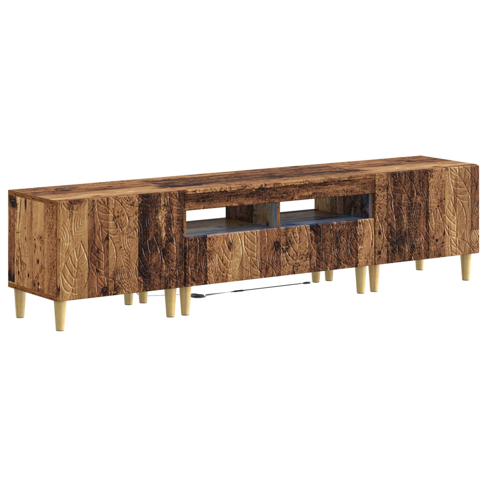 Meuble TV LED 5 pièces Bois ancien Bois d'ingénierie