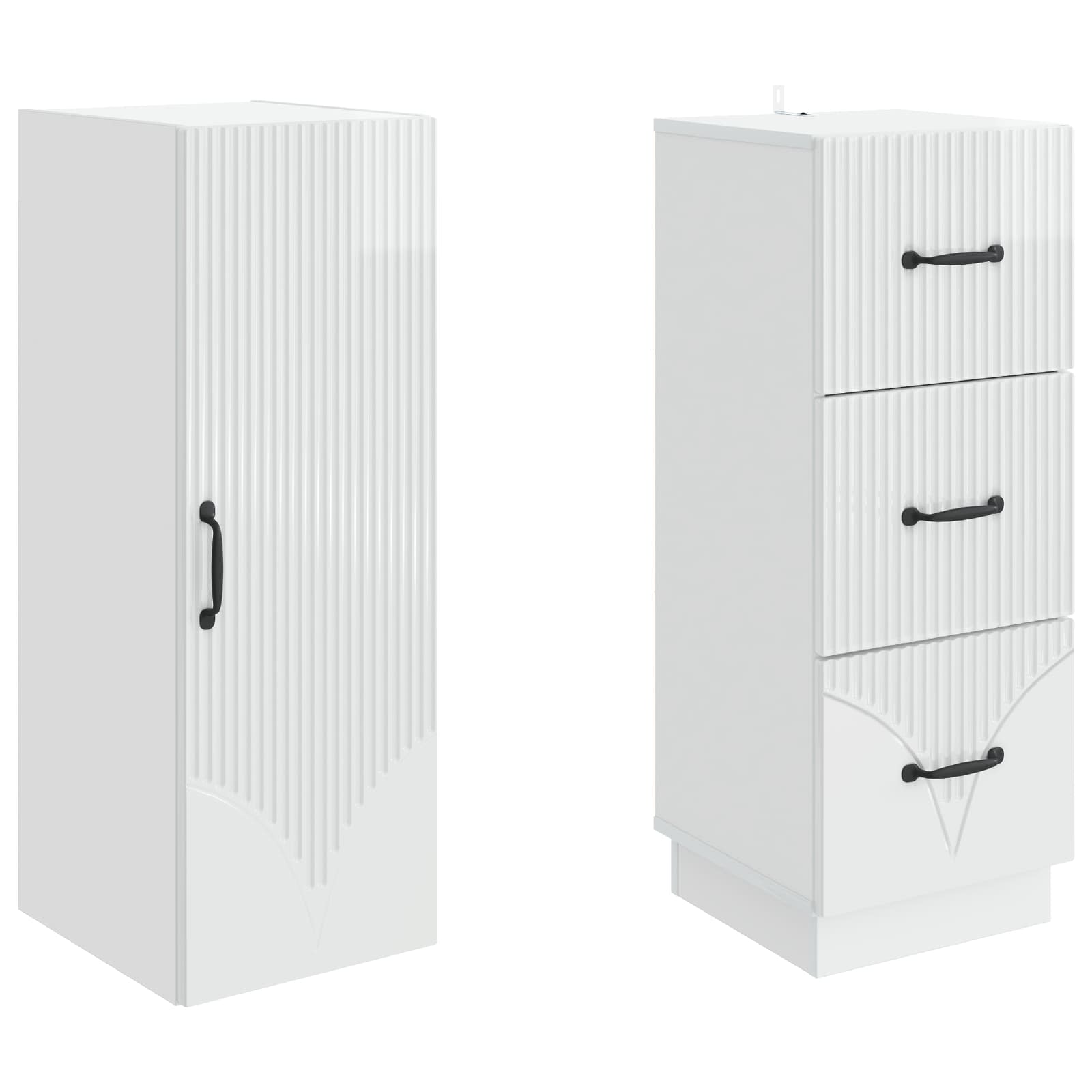 Ensemble de Meubles 2 pcs Blanc brillant 33 x 34,5 x 87 cm - XIOS