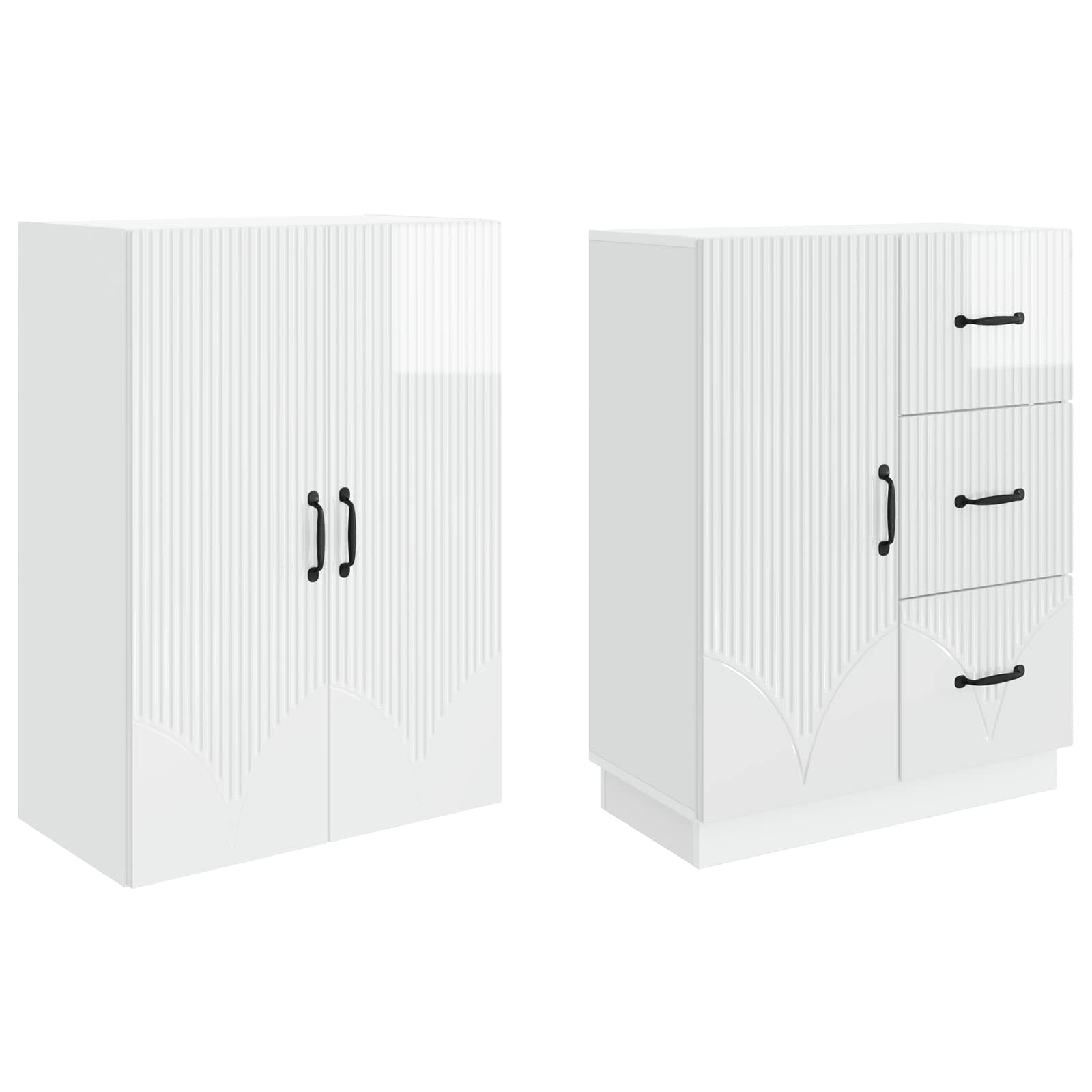 Ensemble de Meubles 2 pcs Blanc brillant Bois d'ingénierie - XIOS