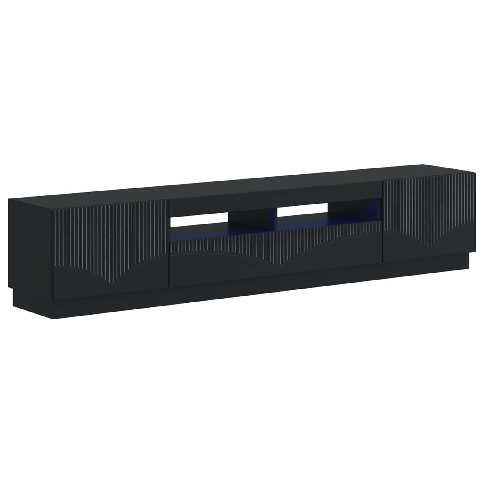 Meuble TV LED 5 pièces Noir Bois d'ingénierie