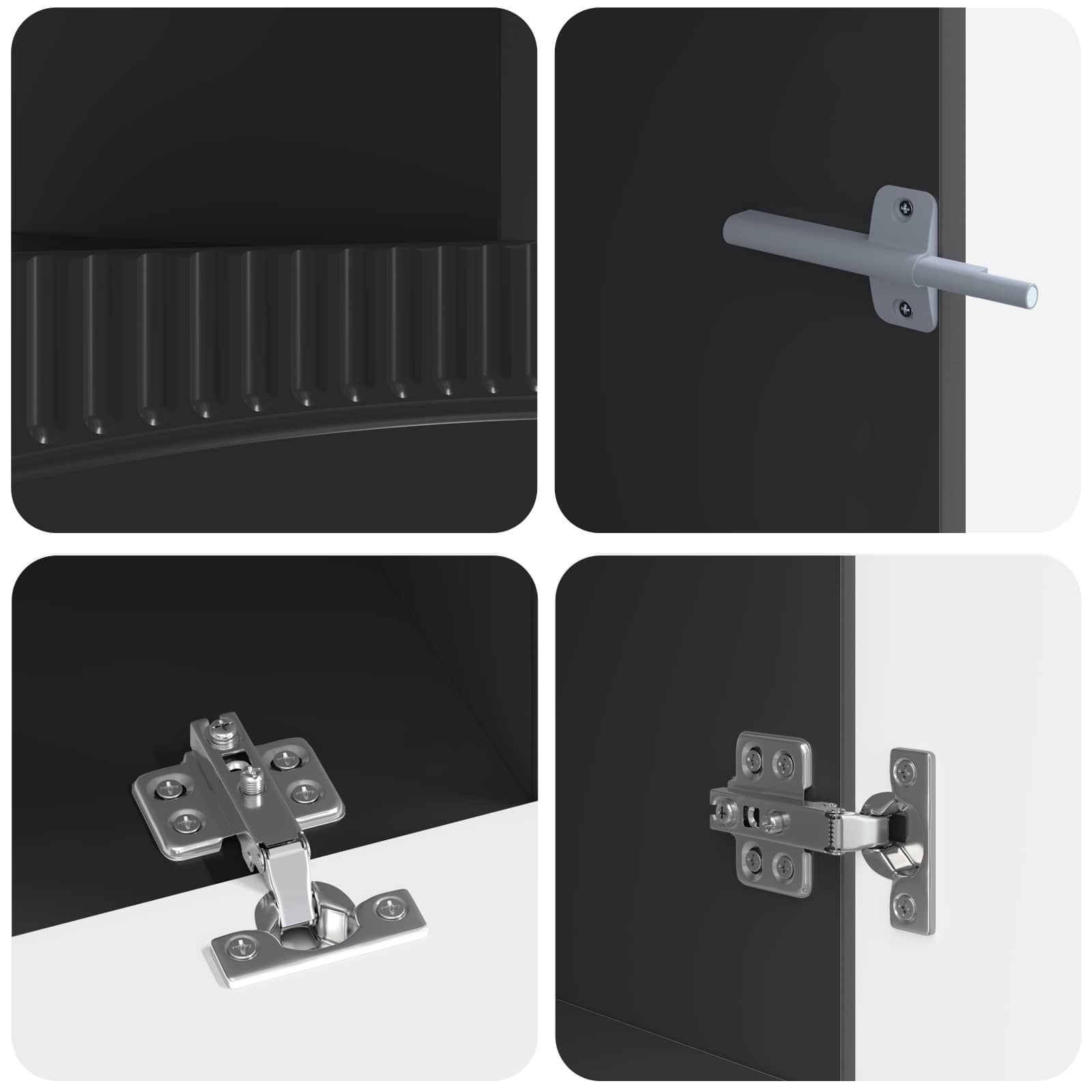 Meuble TV LED 5 pièces Noir Bois d'ingénierie