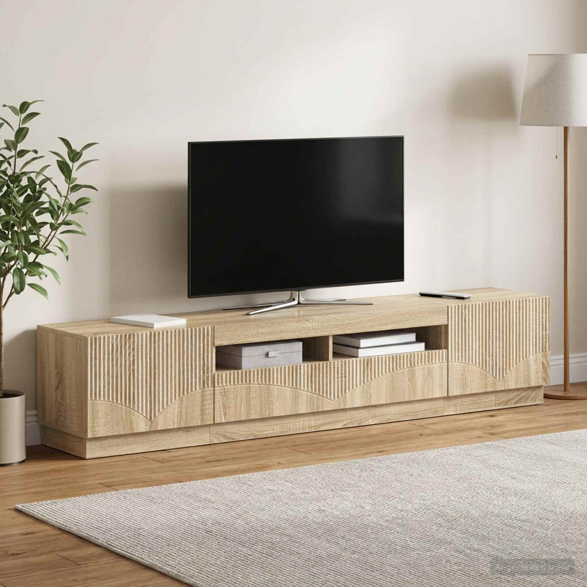 Meuble TV LED HOORN 3 pc Chêne Sonoma Bois d'ingénierie