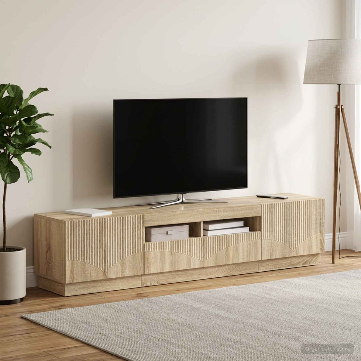 Meuble TV LED HOORN 3 pc Chêne Sonoma Bois d'ingénierie