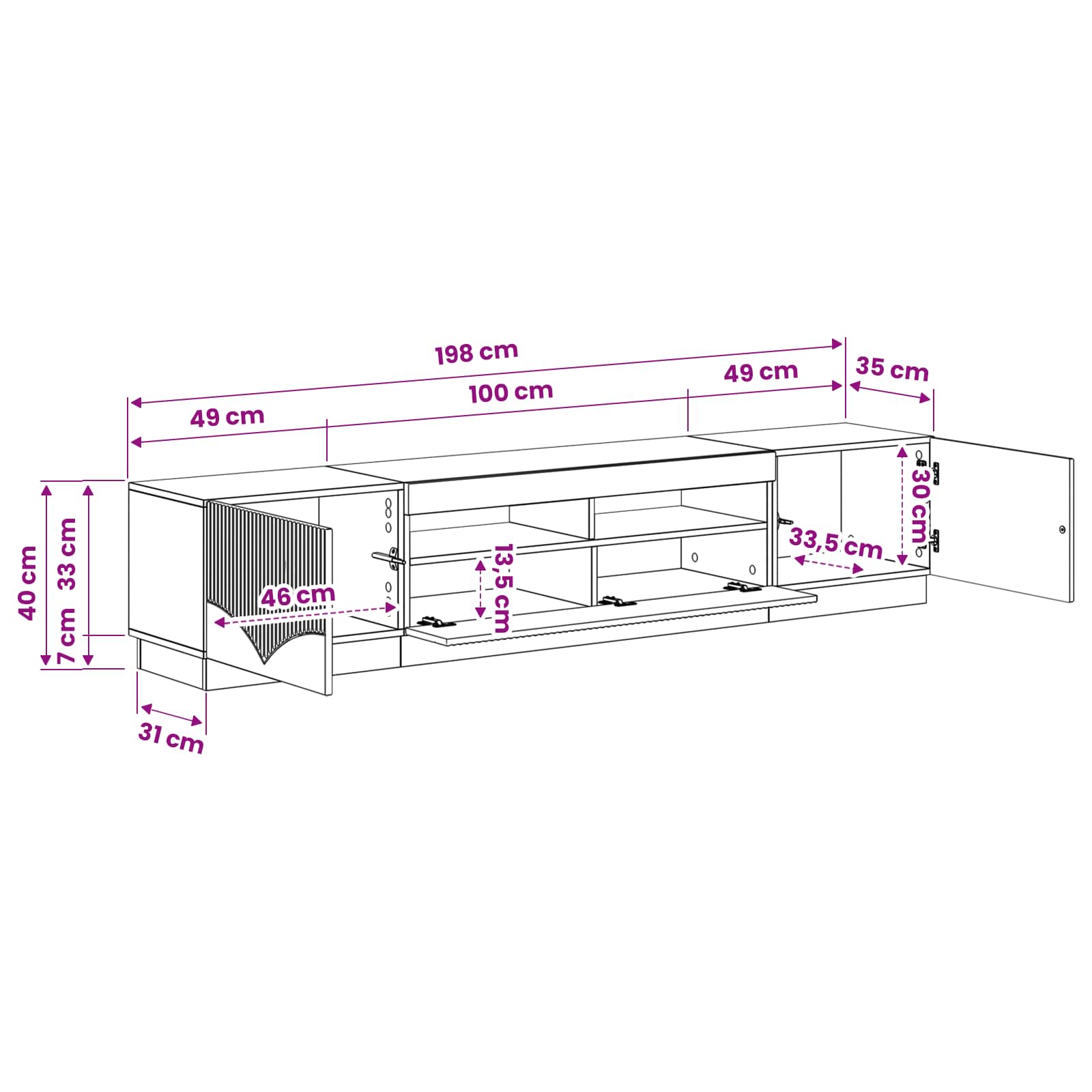 Meuble TV LED 5 pièces Gris béton Bois d'ingénierie
