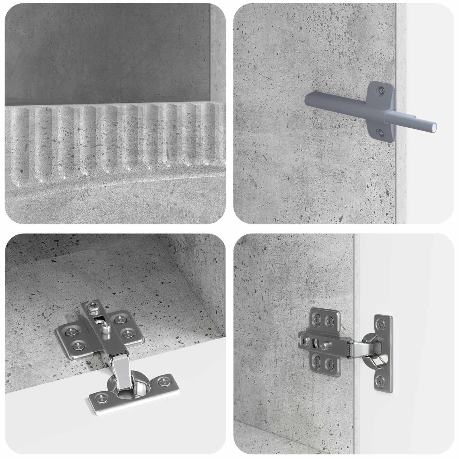Meuble TV LED 5 pièces Gris béton Bois d'ingénierie