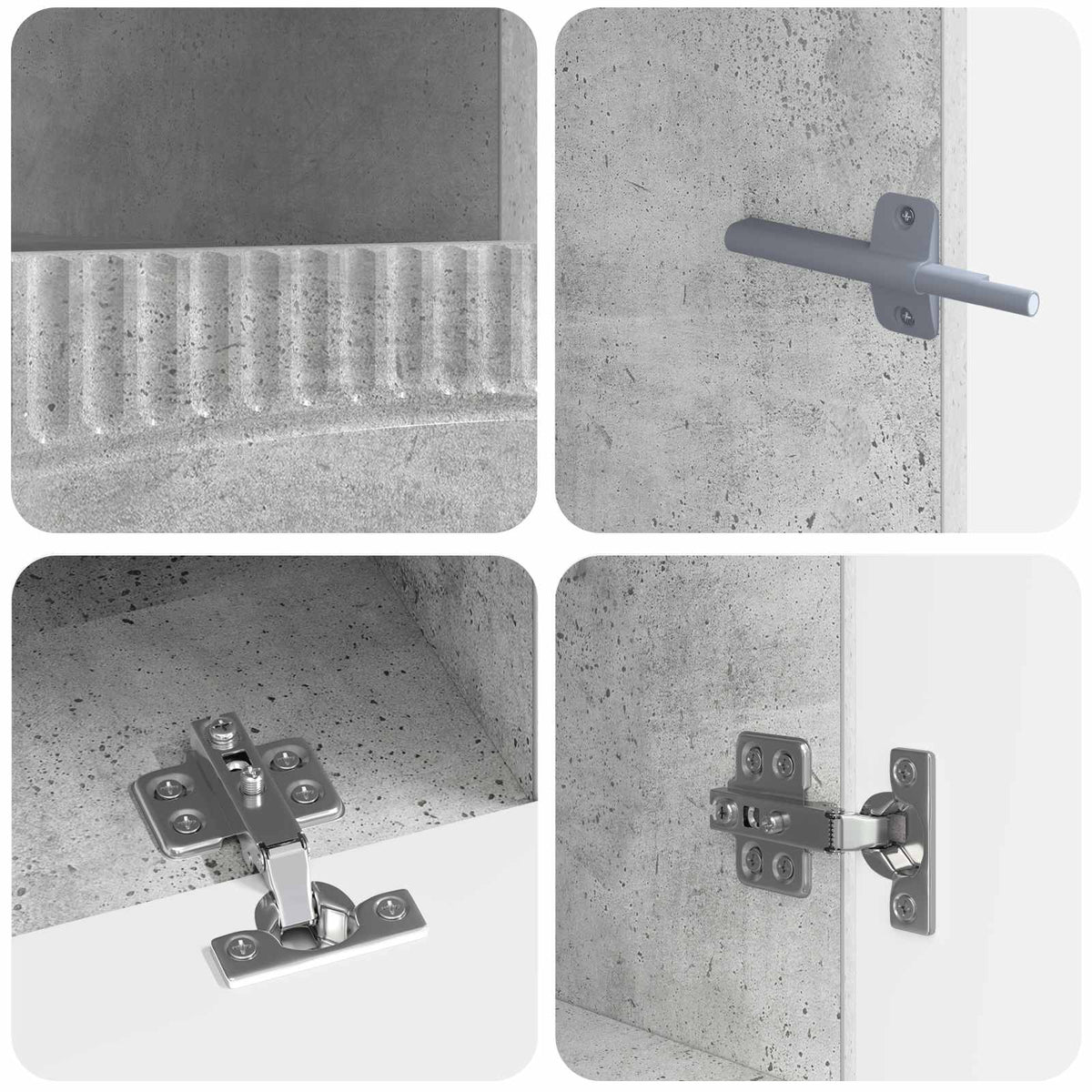 Meuble TV LED HOORN 3 pc Gris béton Bois d'ingénierie