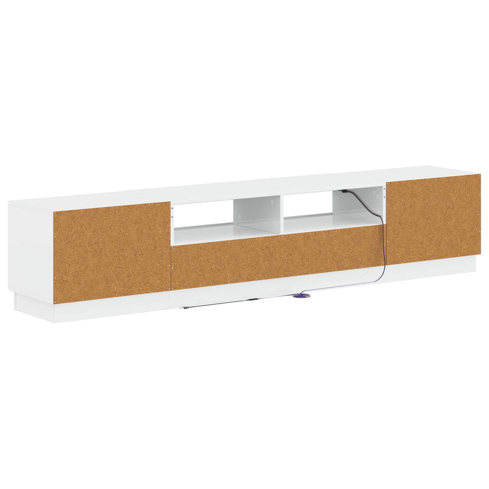 Meuble TV LED 5 pièces Blanc brillant Bois d'ingénierie