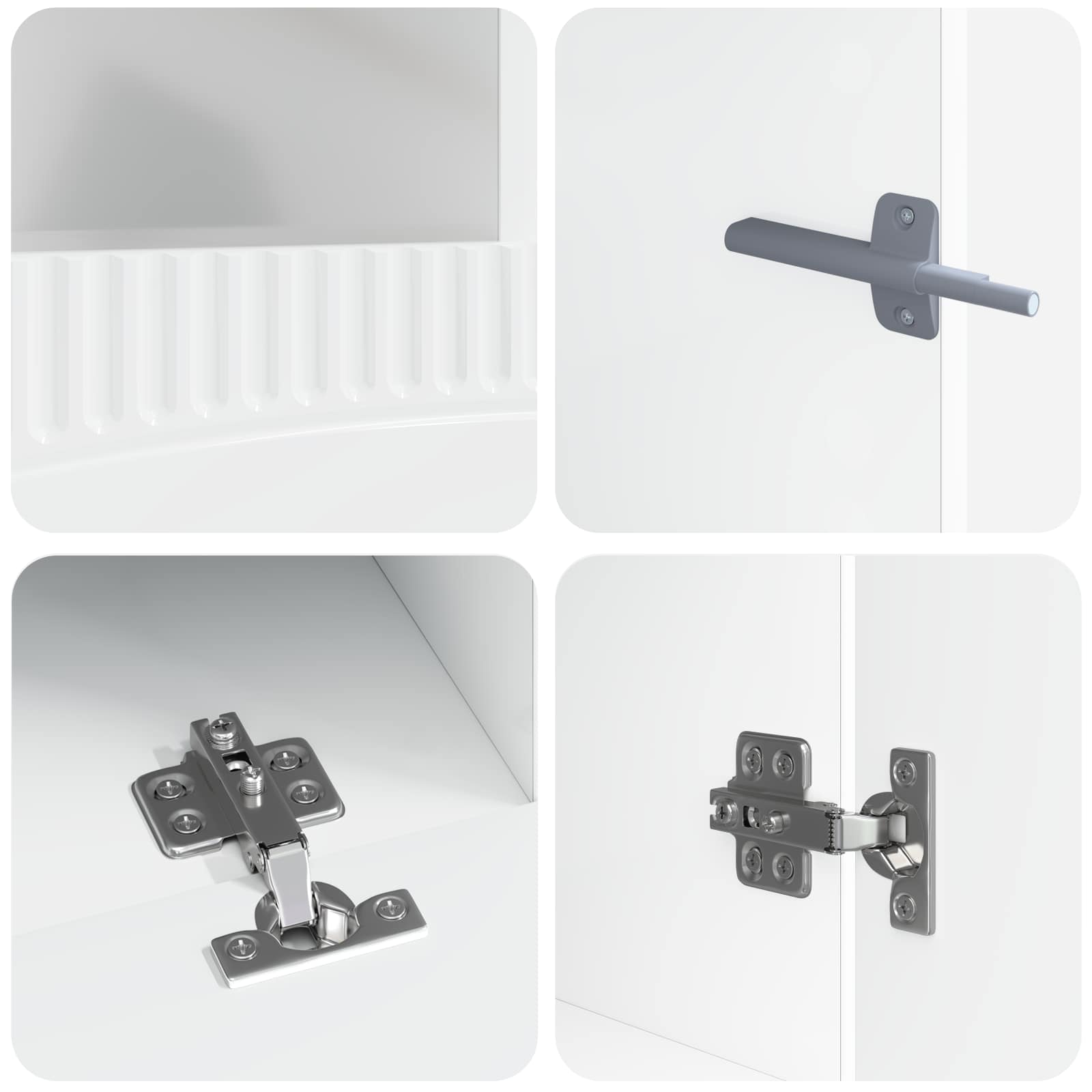 Meuble TV LED 5 pièces Blanc brillant Bois d'ingénierie