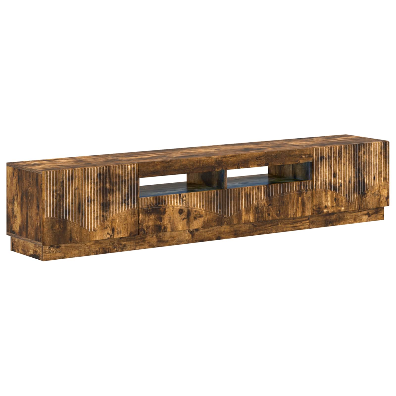Meuble TV LED 5 pièces Chêne fumé Bois d'ingénierie