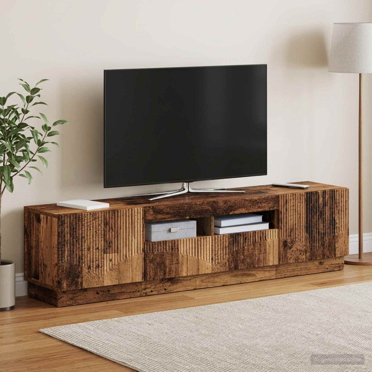 Meuble TV LED HOORN 3 pc Bois ancien Bois d'ingénierie