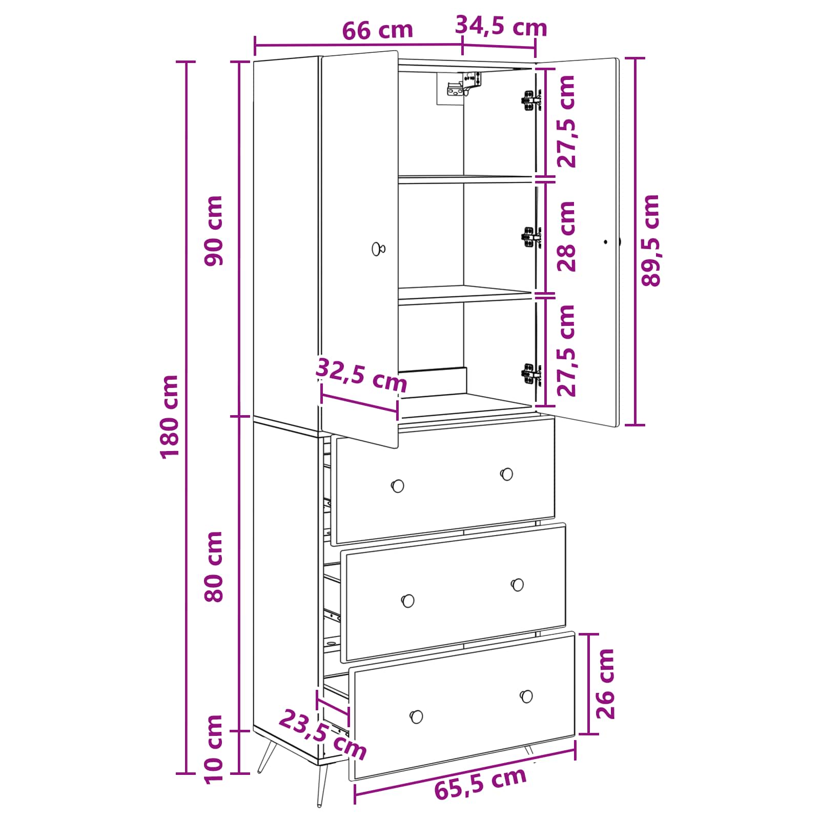 Ensemble de Meubles 2 pcs Bois ancien 66 x 34,5 x 90 cm - XIOS