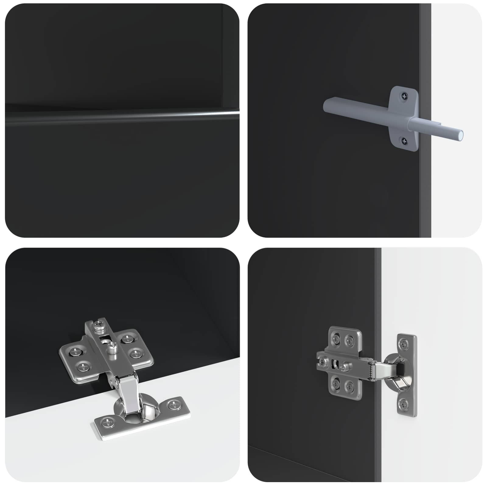 Meuble TV LED 5 pièces Noir Bois d'ingénierie