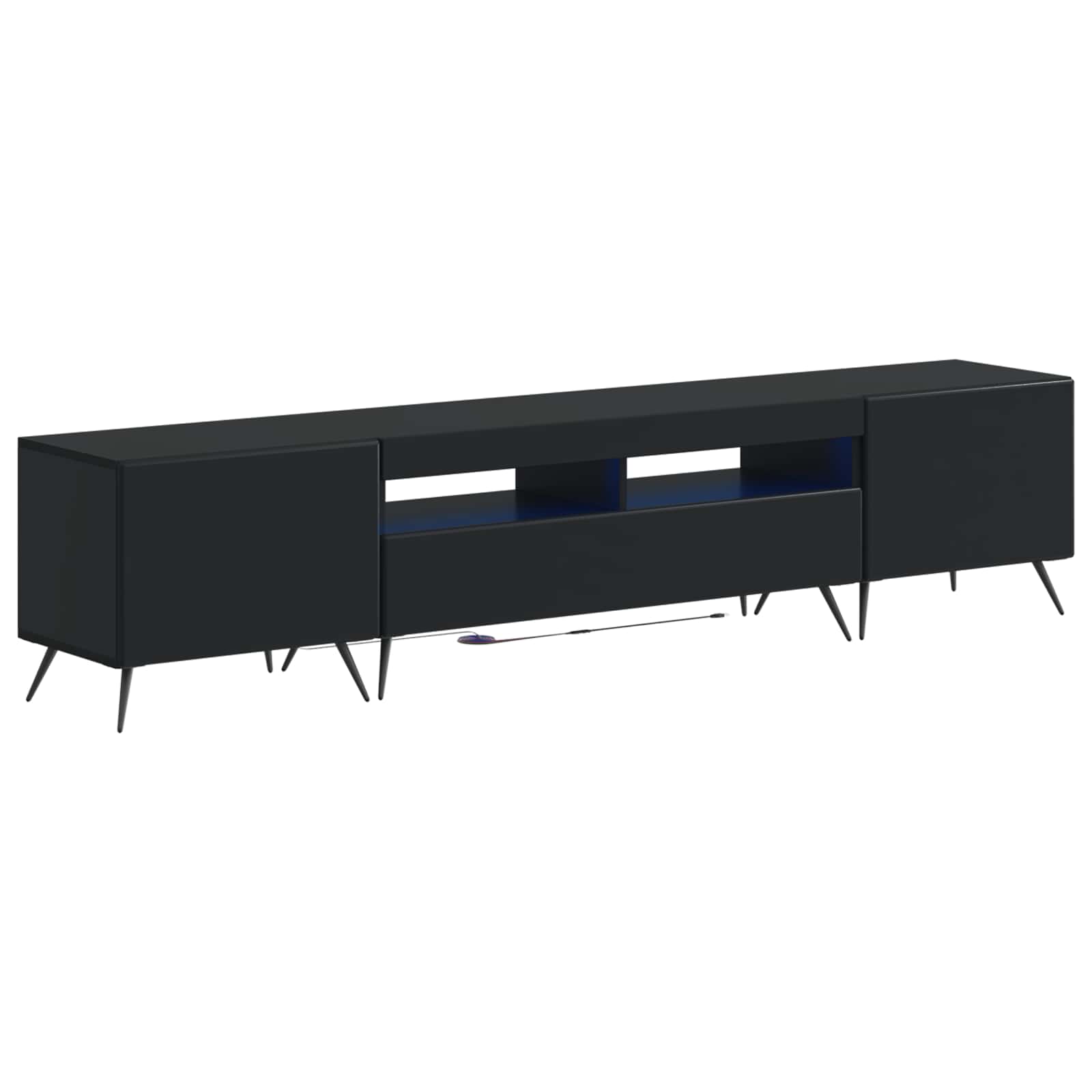 Meuble TV LED 5 pièces Noir Bois d'ingénierie