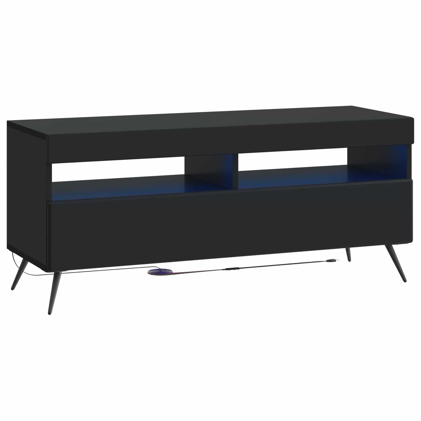 Meuble TV LED 5 pièces Noir Bois d'ingénierie