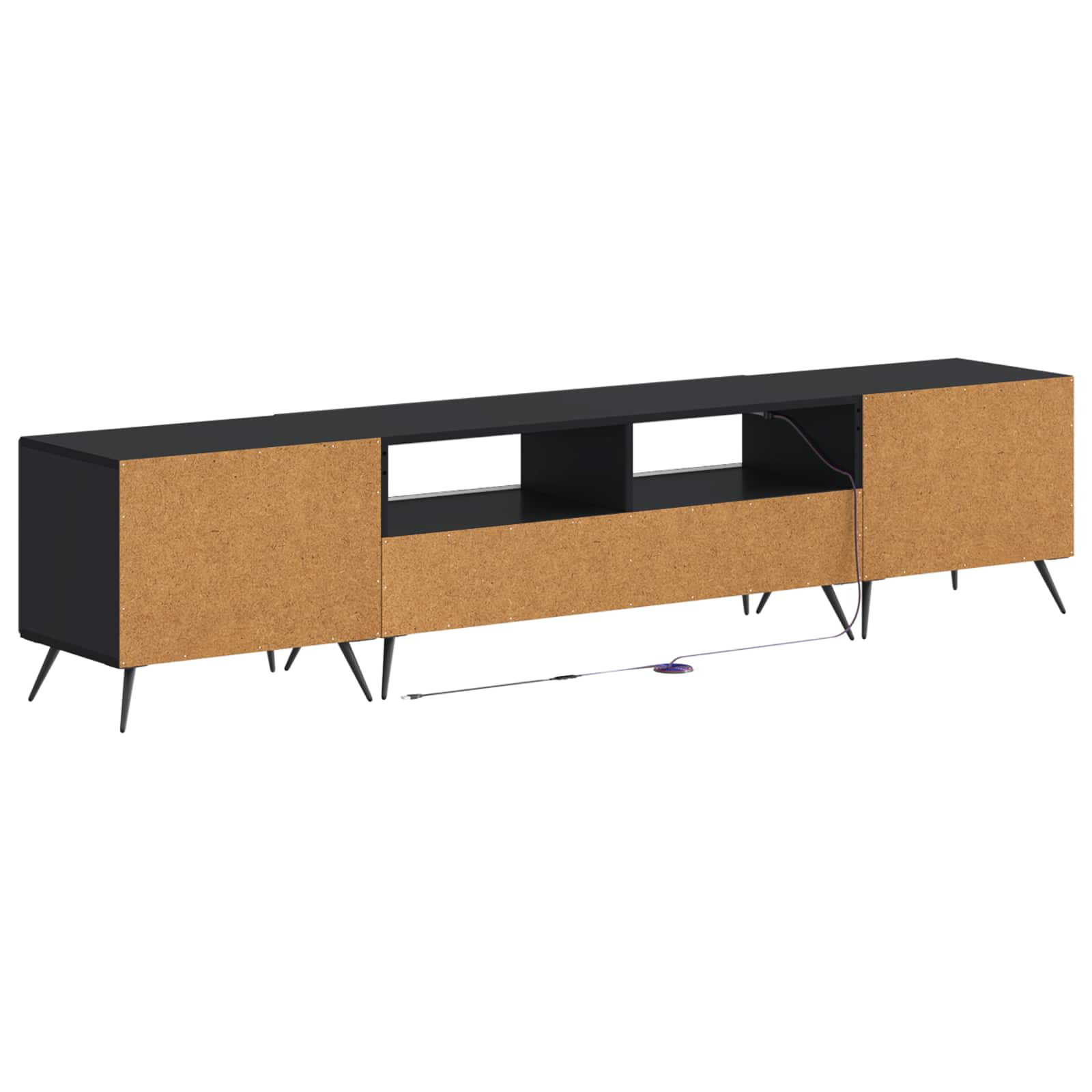 Meuble TV LED 5 pièces Noir Bois d'ingénierie