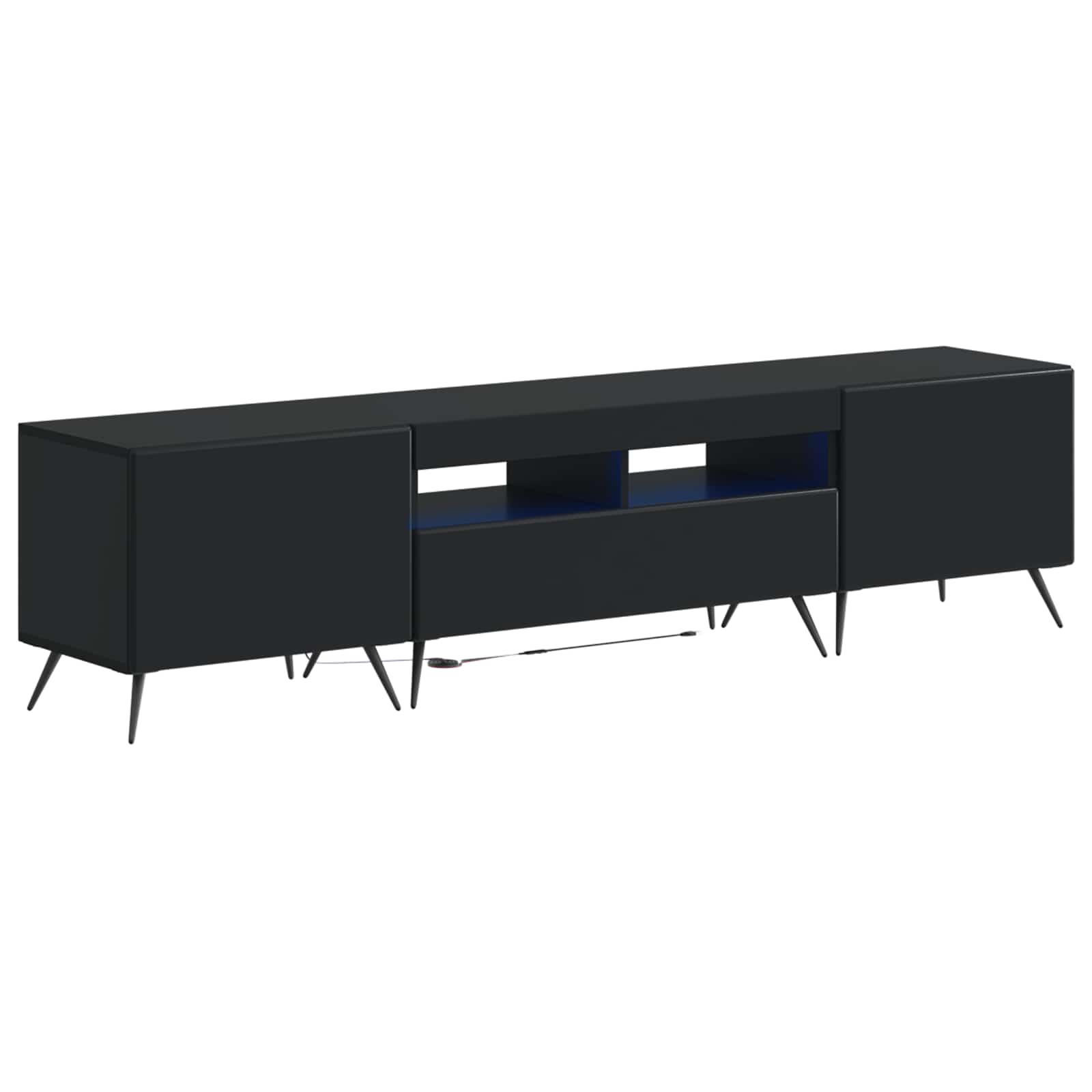 Meuble TV LED 5 pièces Noir Bois d'ingénierie