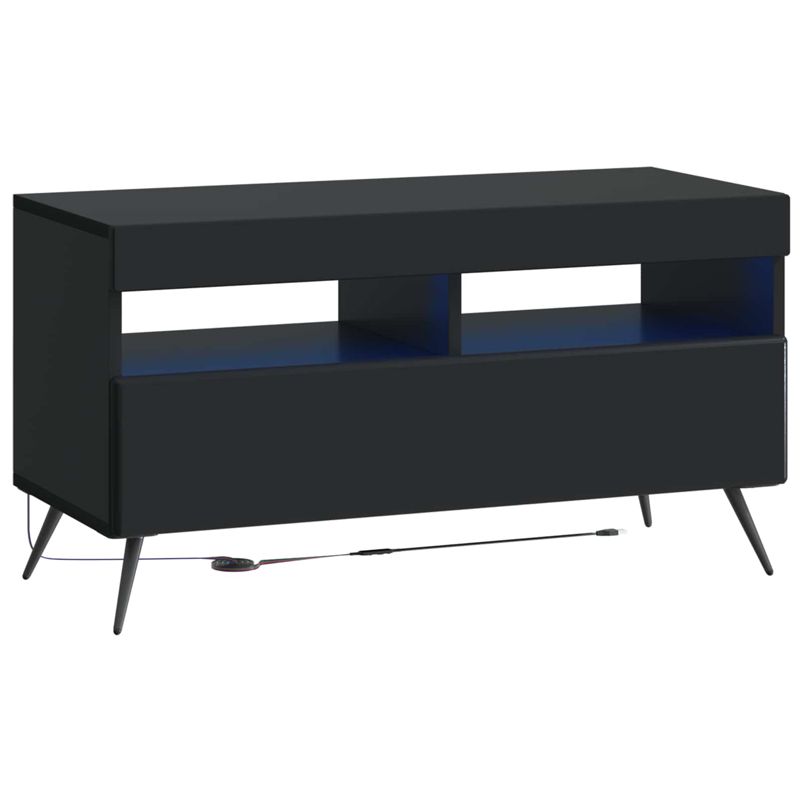 Meuble TV LED 5 pièces Noir Bois d'ingénierie