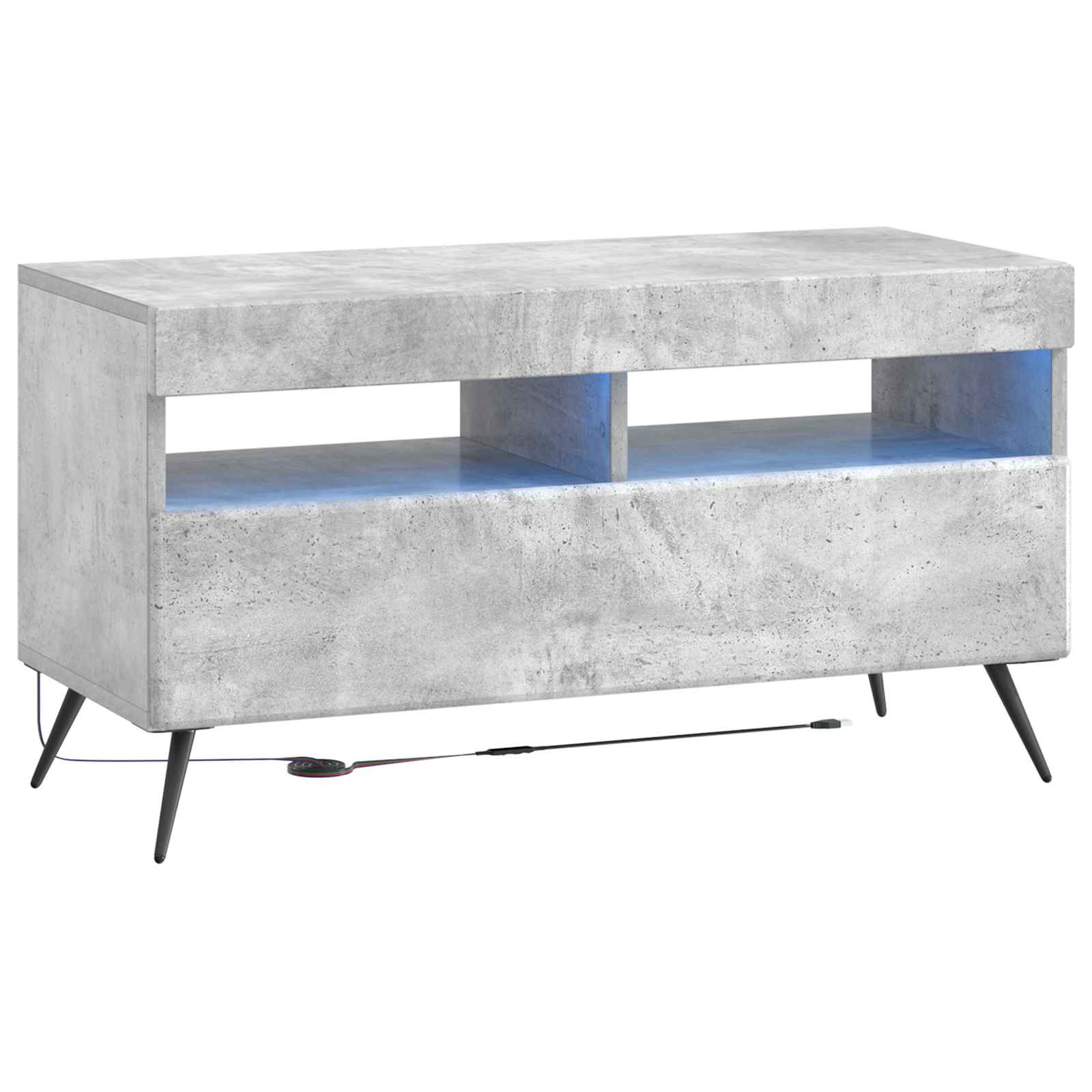 Meuble TV LED 5 pièces Gris béton Bois d'ingénierie