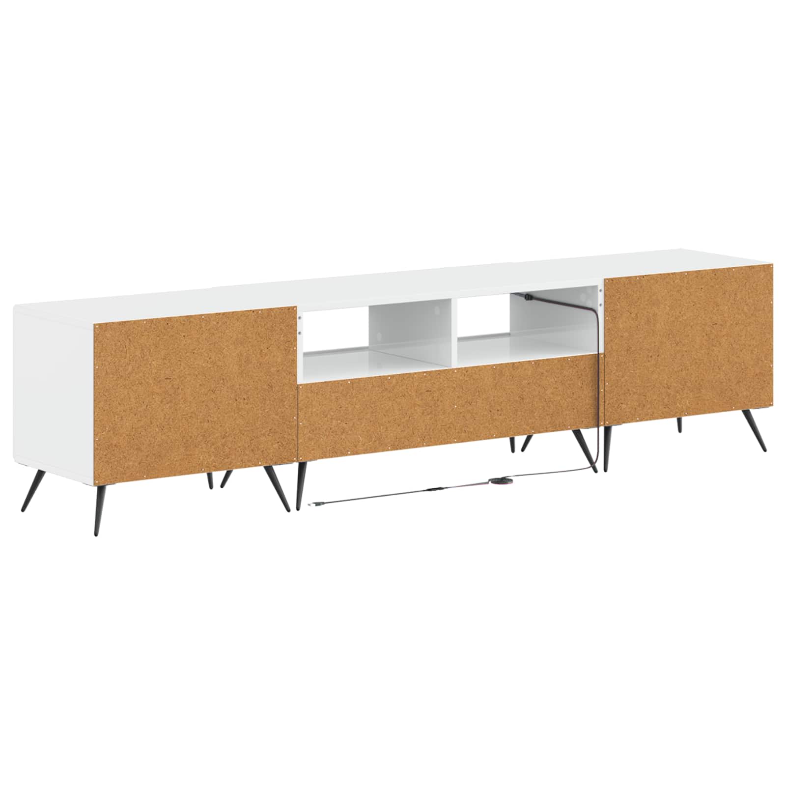 Meuble TV LED 5 pièces Blanc brillant Bois d'ingénierie