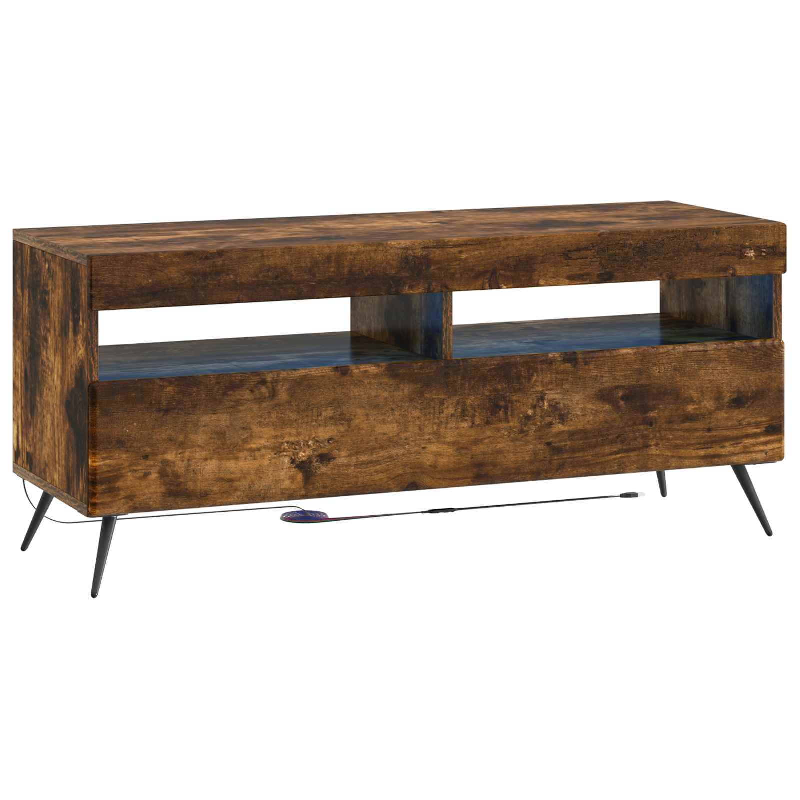 Meuble TV LED 5 pièces Chêne fumé Bois d'ingénierie