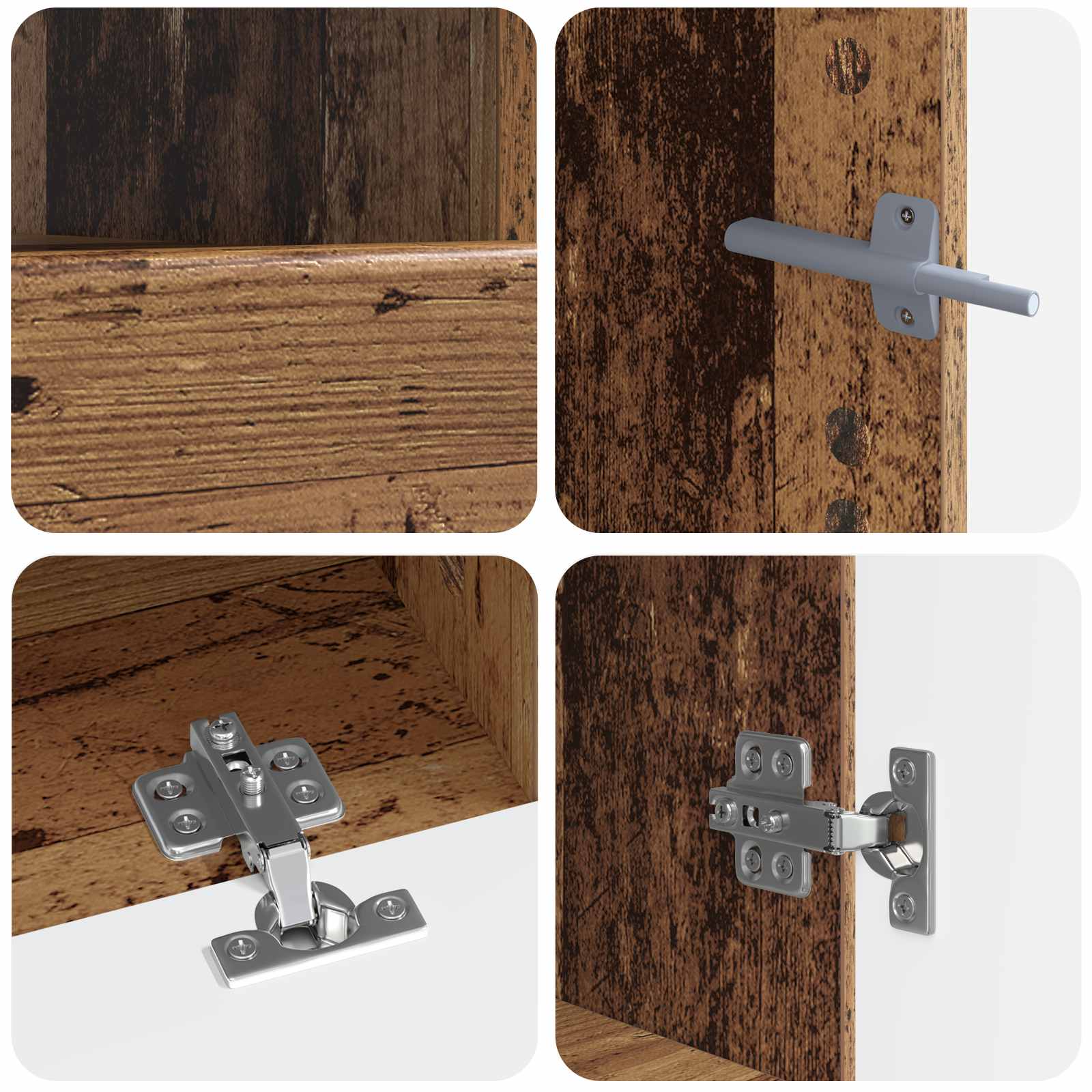 Meuble TV LED 5 pièces Bois ancien Bois d'ingénierie