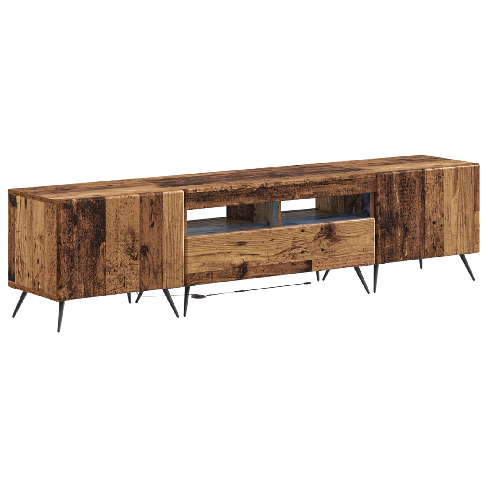 Meuble TV LED 5 pièces Bois ancien Bois d'ingénierie