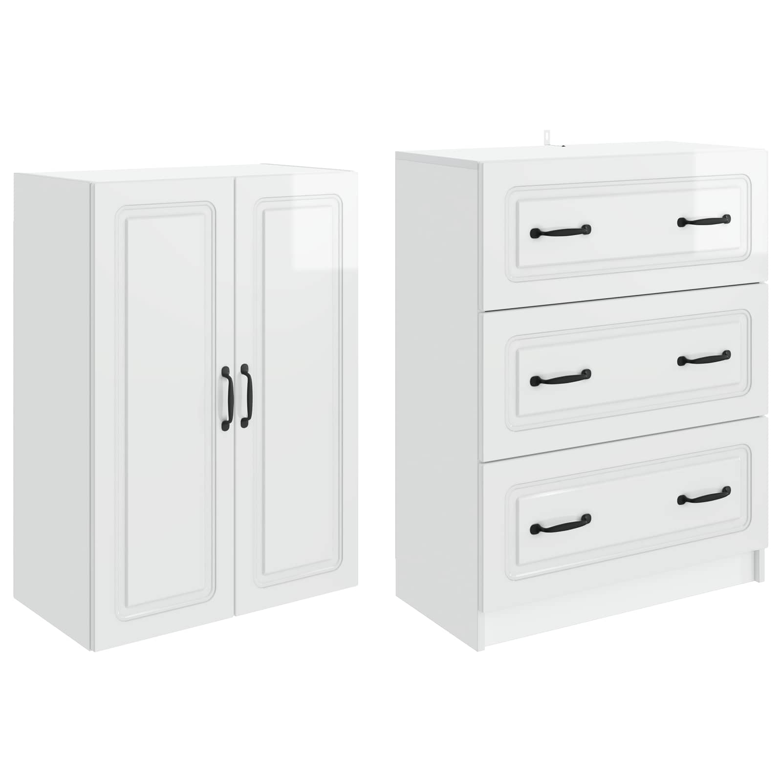 Ensemble de Meubles 2 pcs Blanc brillant 66 x 34,5 x 87 cm - XIOS