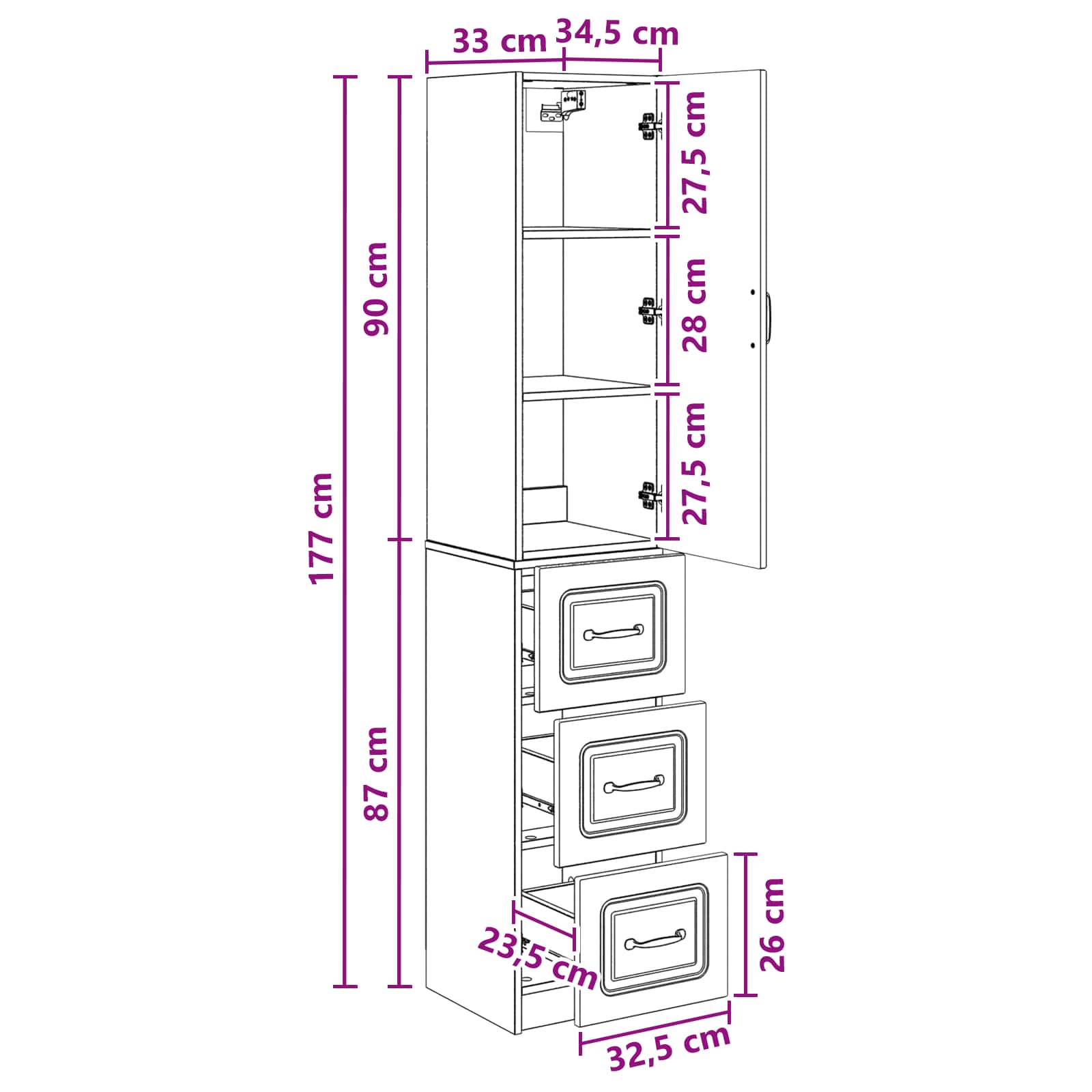 Ensemble de Meubles 2 pcs Bois ancien 33 x 34,5 x 87 cm - XIOS