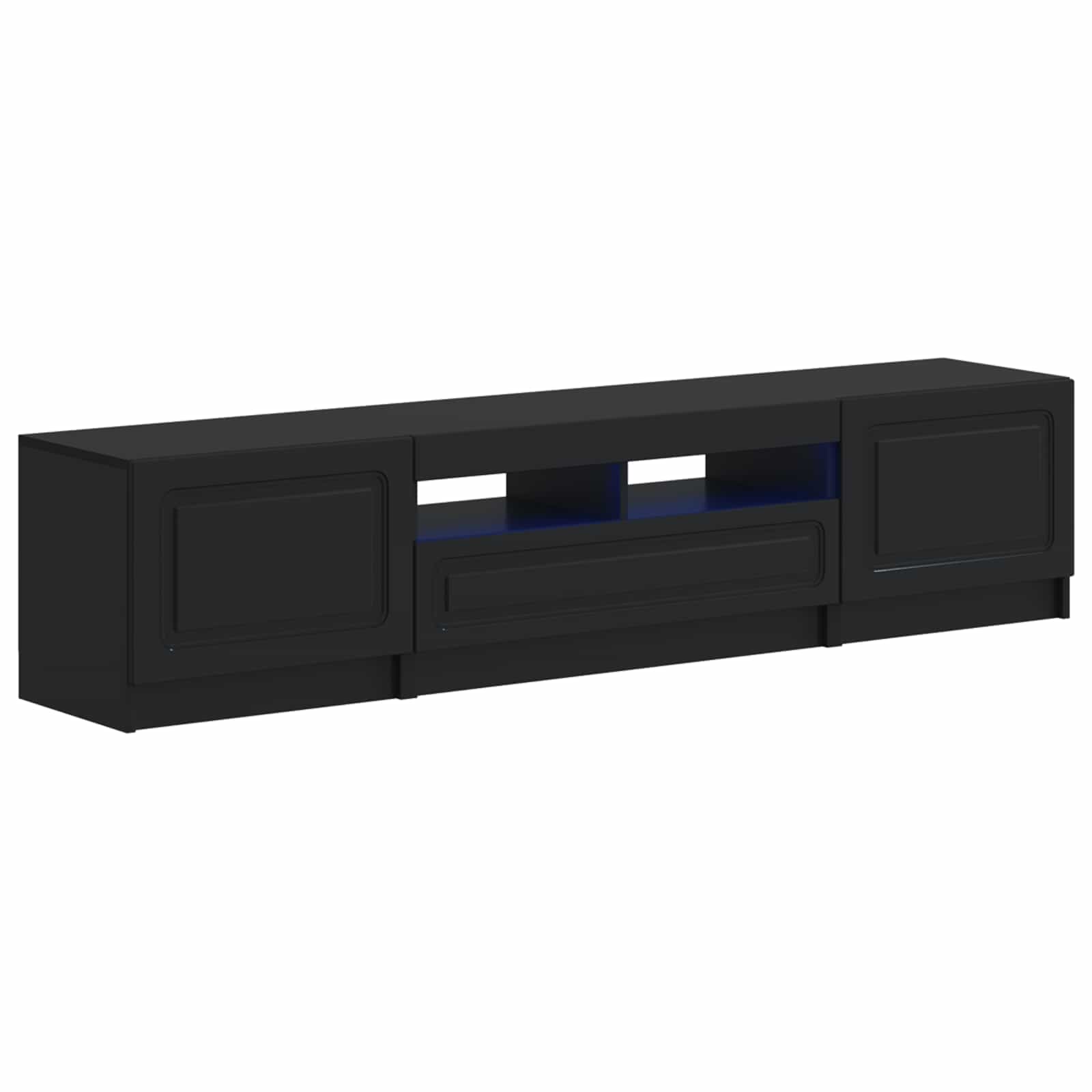 Meuble TV LED 5 pièces Noir Bois d'ingénierie