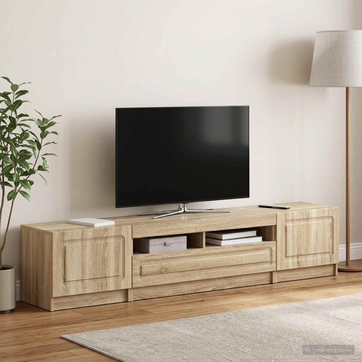 Meuble TV LED UTRECHT 3 pc Chêne Sonoma Bois d'ingénierie