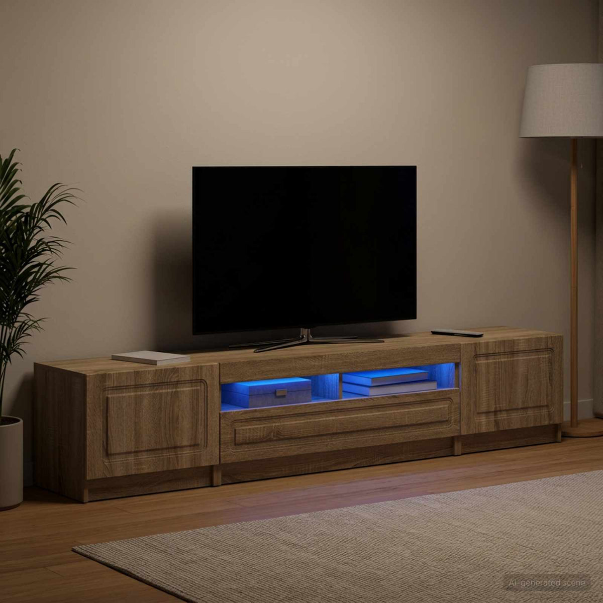 Meuble TV LED UTRECHT 3 pc Chêne Sonoma Bois d'ingénierie