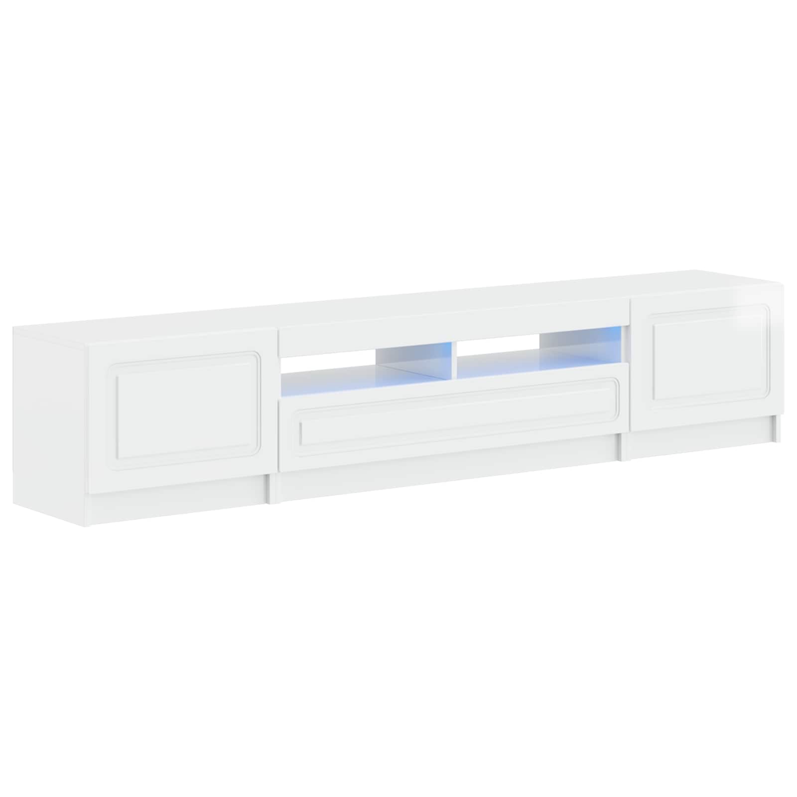 Meuble TV LED 5 pièces Blanc brillant Bois d'ingénierie