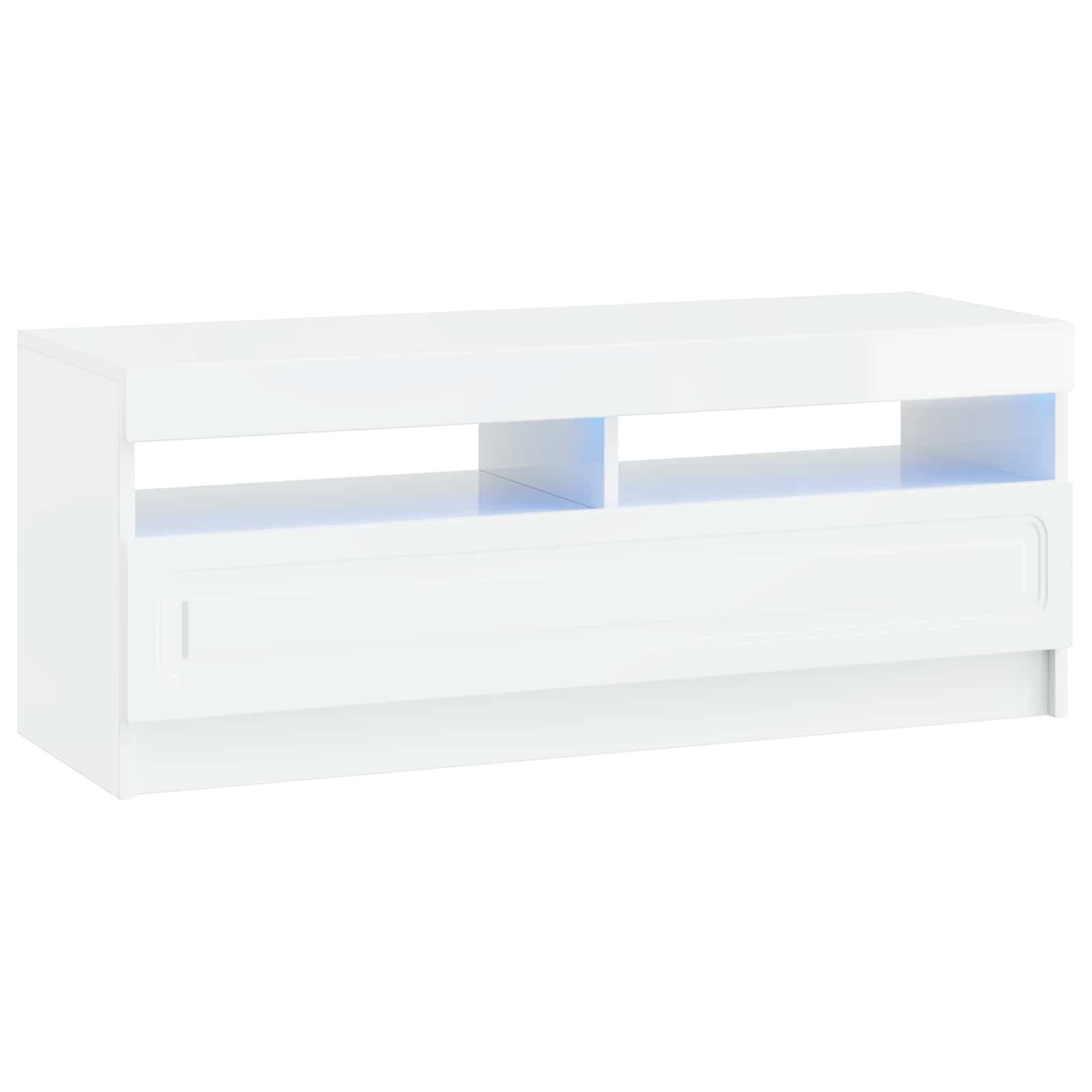 Meuble TV LED 5 pièces Blanc brillant Bois d'ingénierie