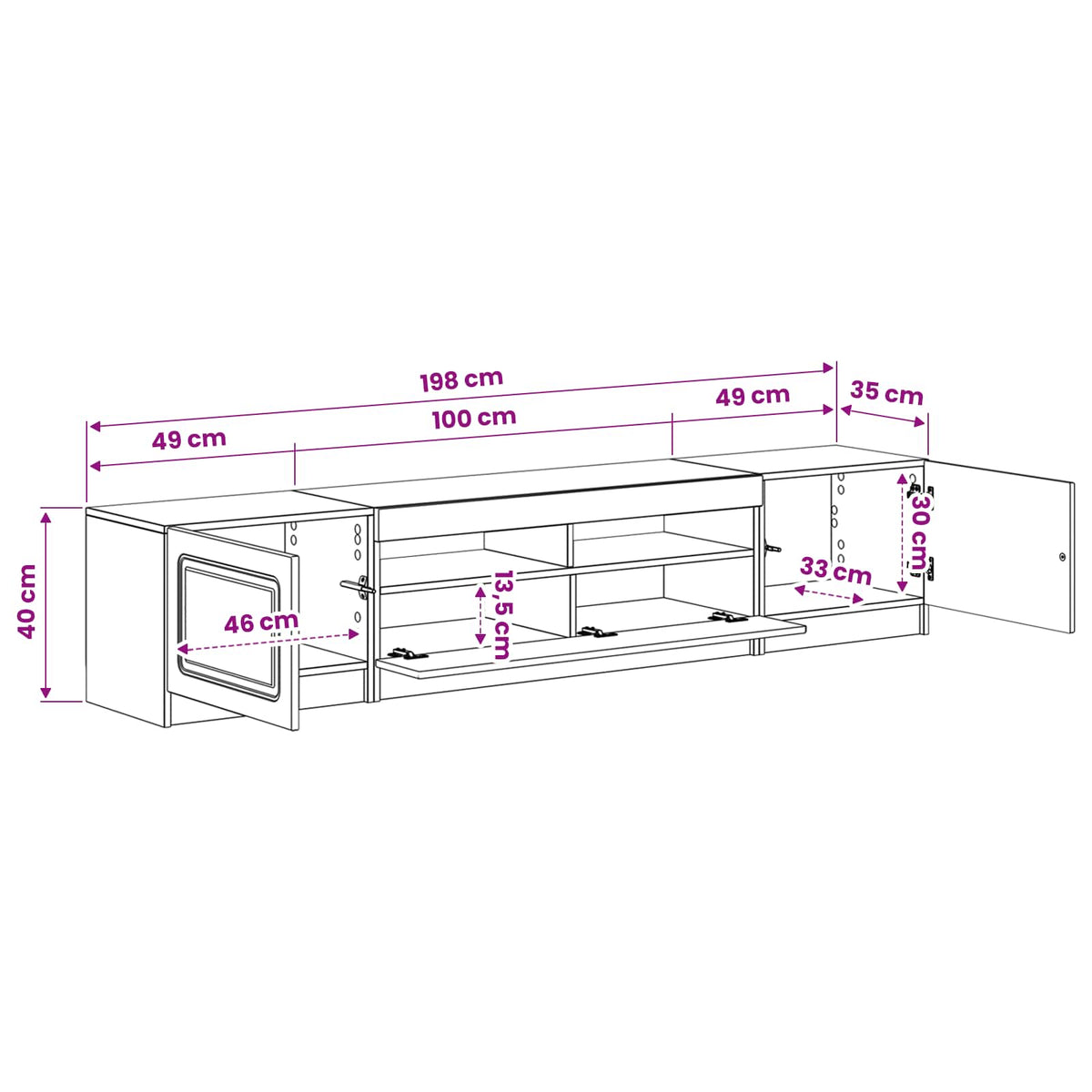 Meuble TV LED UTRECHT 3 pc Blanc brillant Bois d'ingénierie
