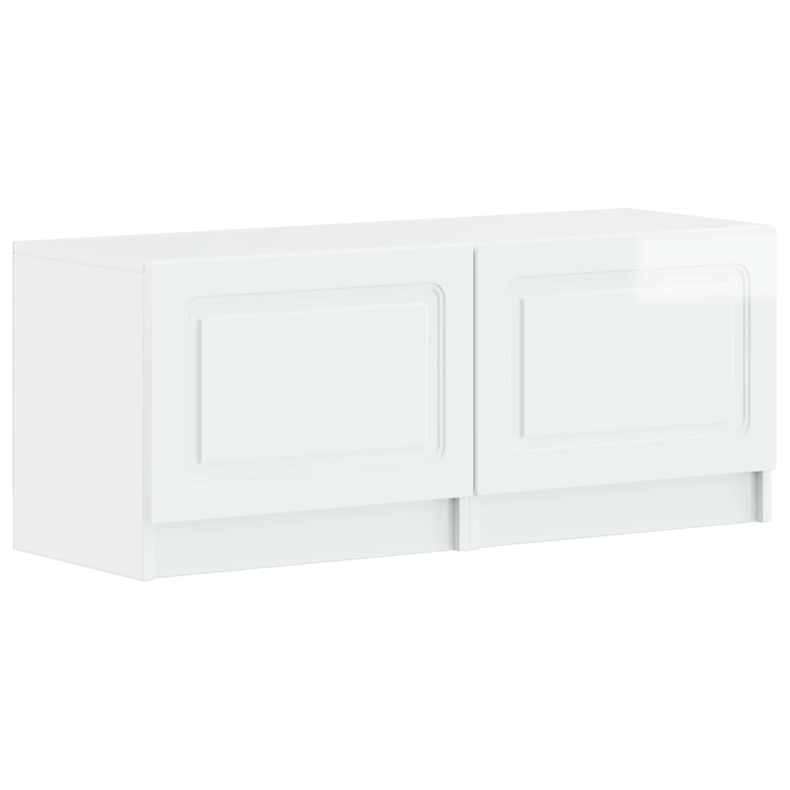 Meuble TV LED 5 pièces Blanc brillant Bois d'ingénierie