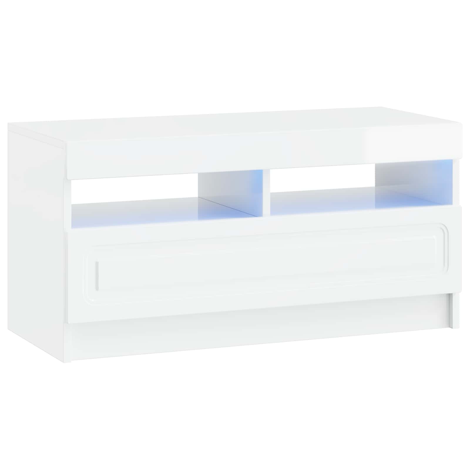 Meuble TV LED 5 pièces Blanc brillant Bois d'ingénierie