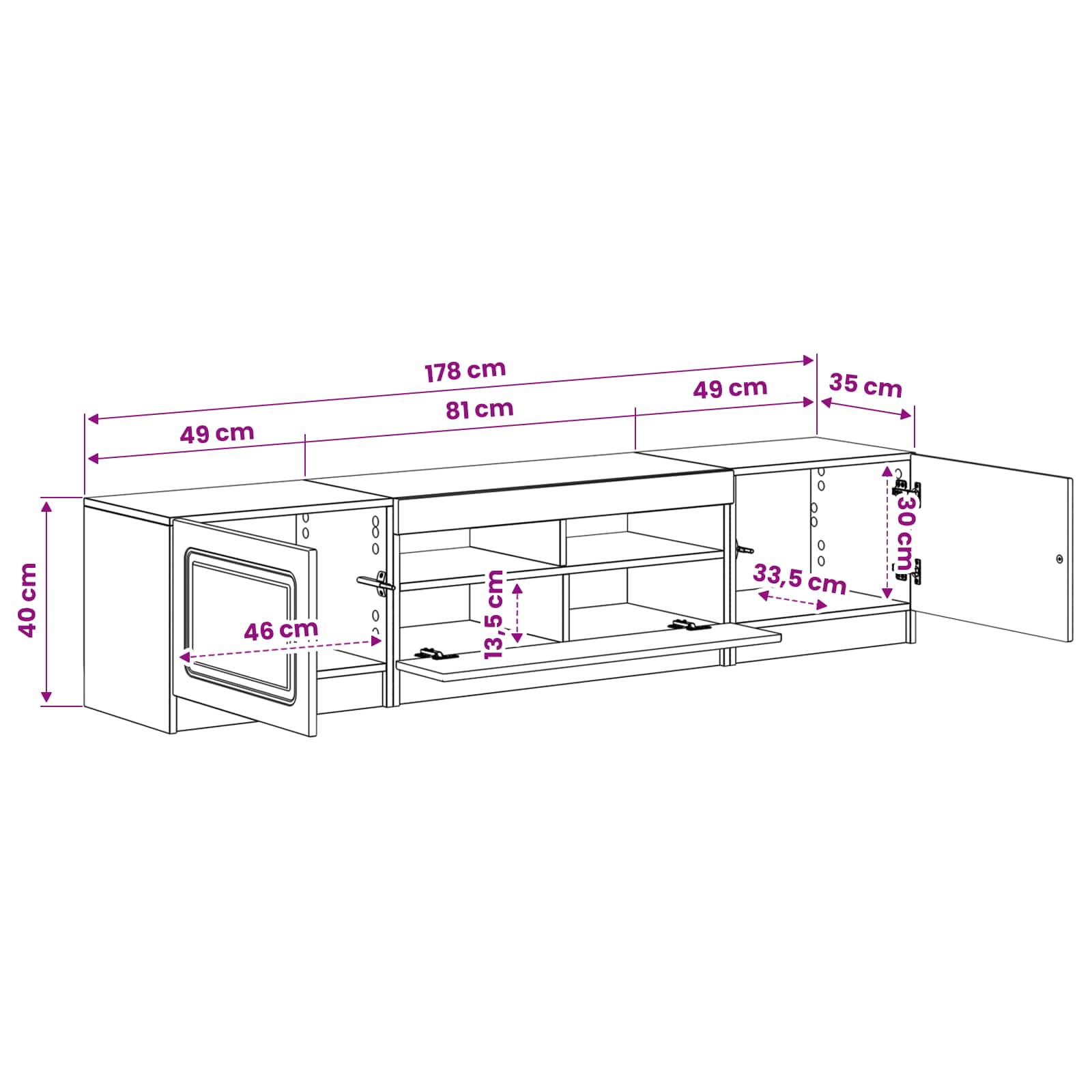 Meuble TV LED 5 pièces Blanc brillant Bois d'ingénierie