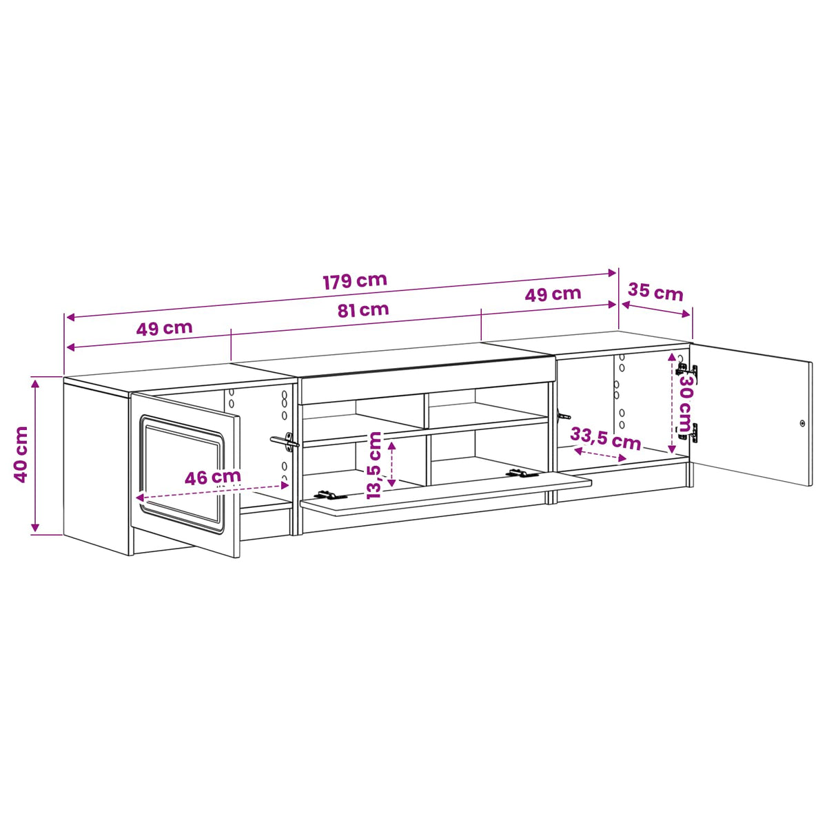 Meuble TV LED UTRECHT 3 pc Blanc brillant Bois d'ingénierie