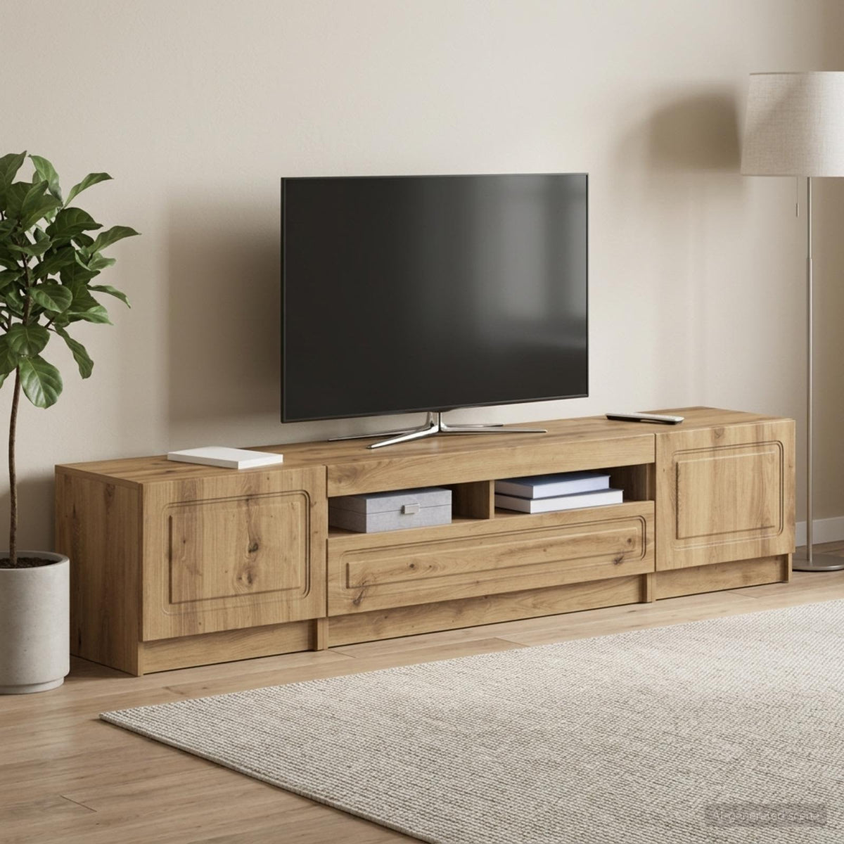 Meuble TV LED UTRECHT 3 pc Chêne artisanal Bois d'ingénierie