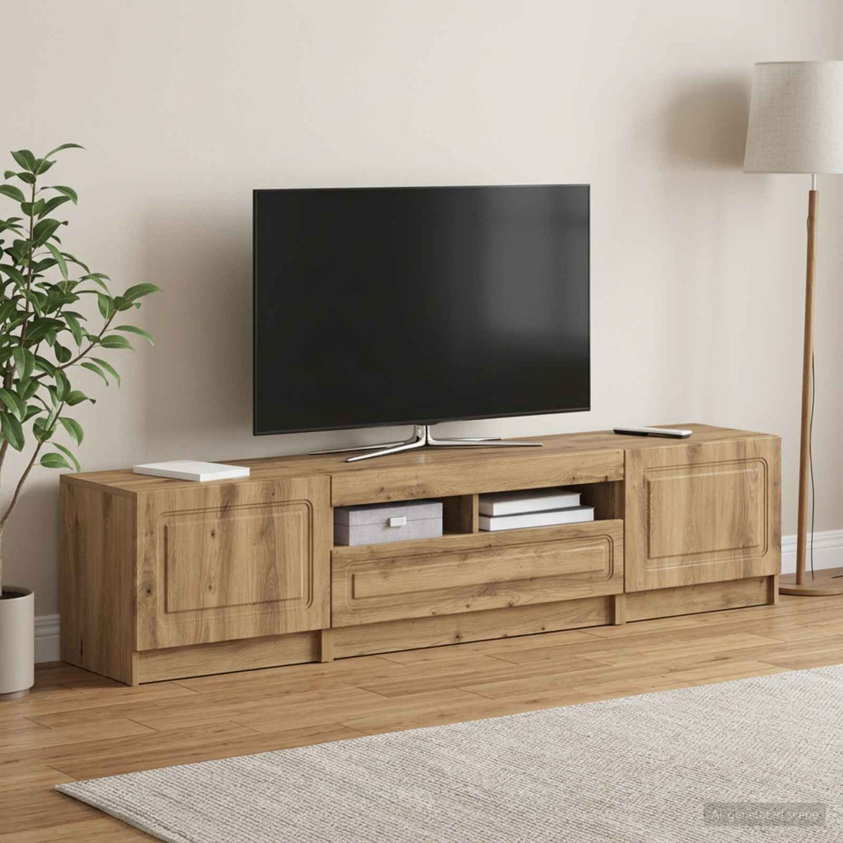 Meuble TV LED UTRECHT 3 pc Chêne artisanal Bois d'ingénierie