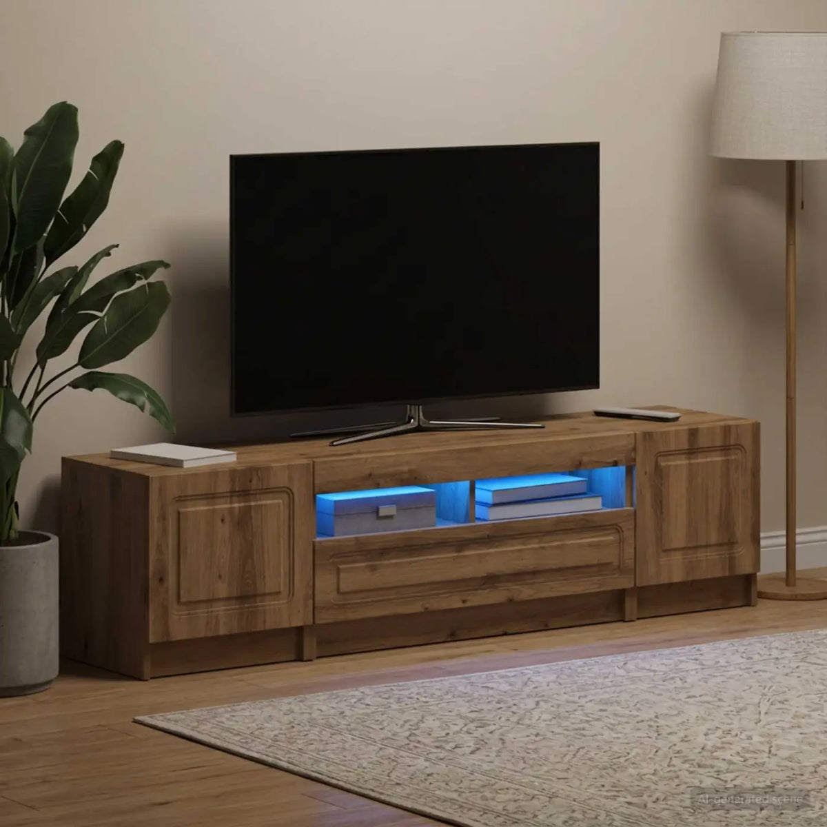 Meuble TV LED UTRECHT 3 pc Chêne artisanal Bois d’ingénierie - XIOS