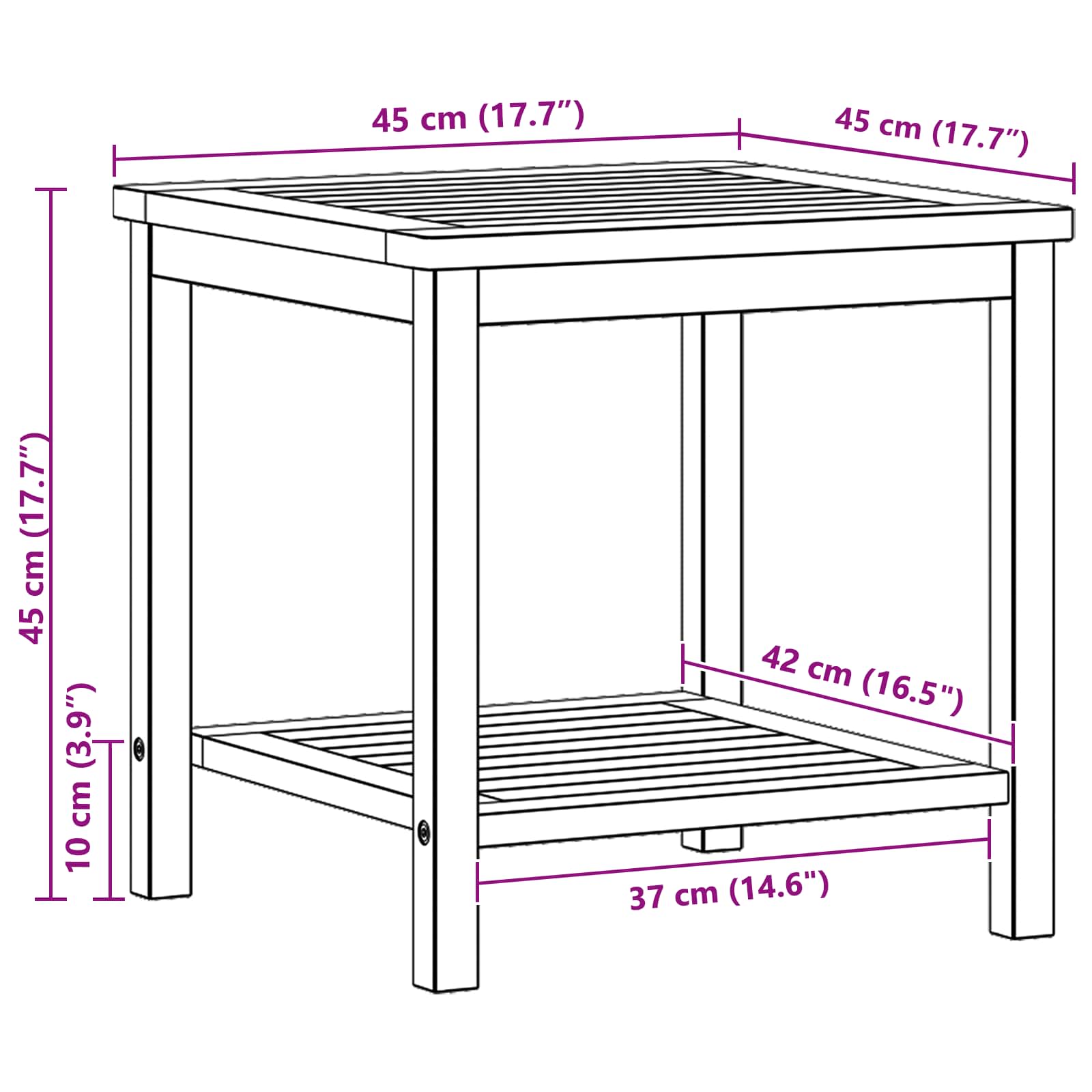 Table d'appoint Huile Naturelle 45 x 45 x 45 cm - XIOS