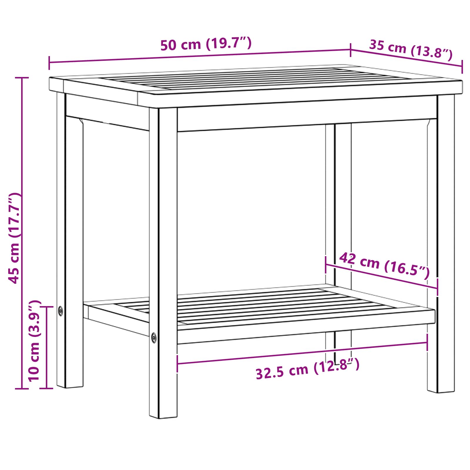 Table d'appoint Huile Naturelle 50 x 35 x 45 cm - XIOS