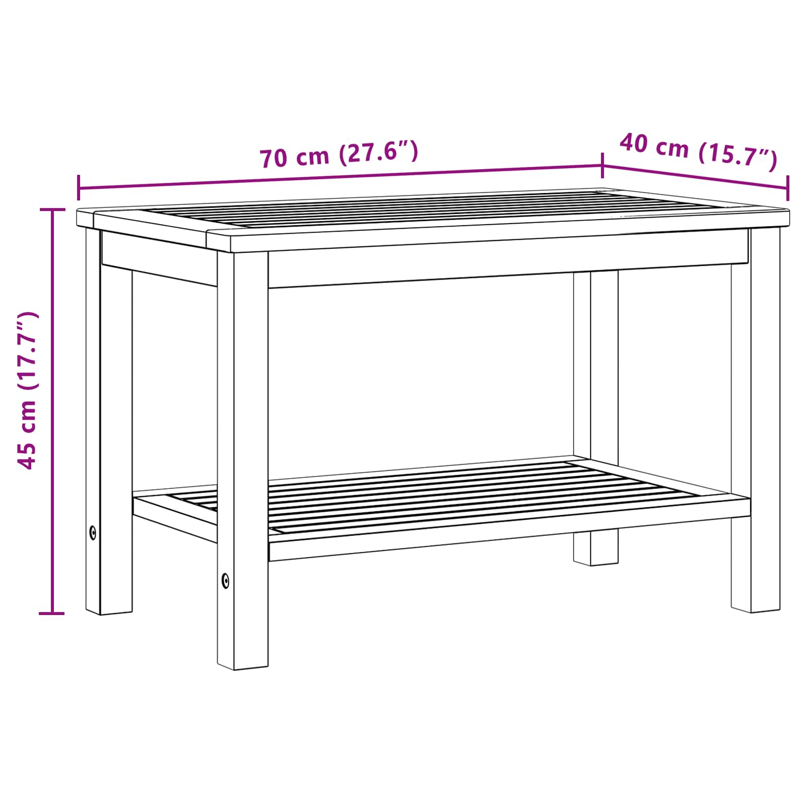 Table d'appoint Huile Naturelle 70 x 40 x 45 cm - XIOS