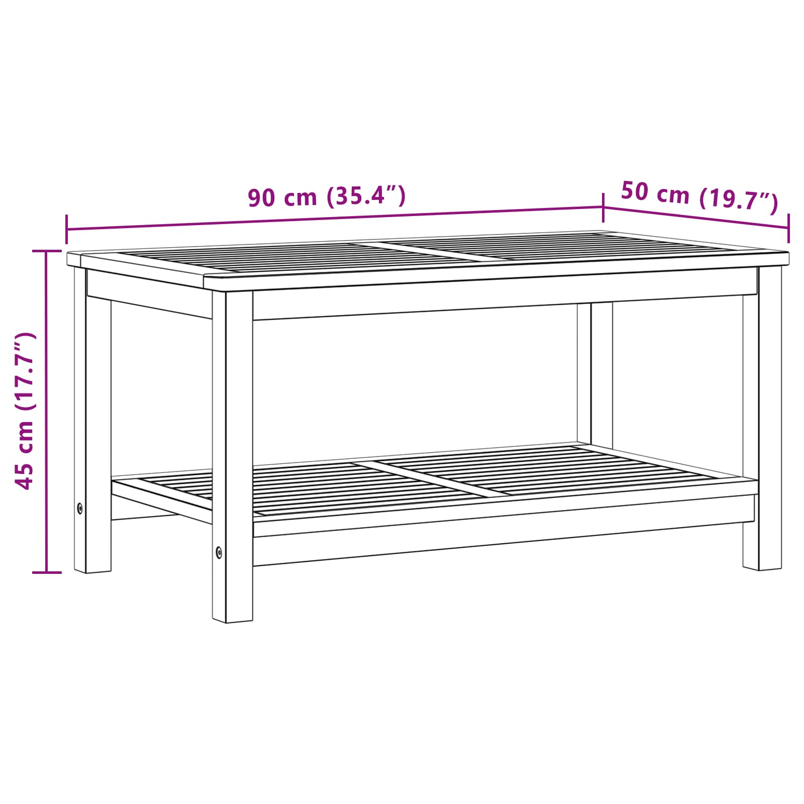 Table d'appoint Huile Naturelle 90 x 50 x 45 cm - XIOS